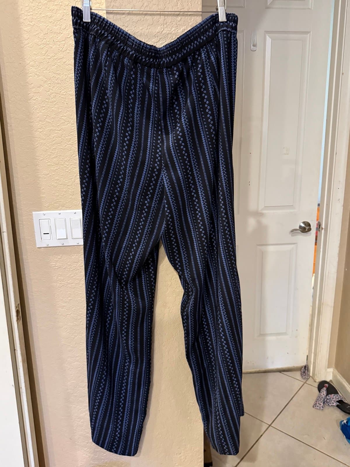 Classic Plus Size 18/20W Black Blue Striped Wide Leg Pants