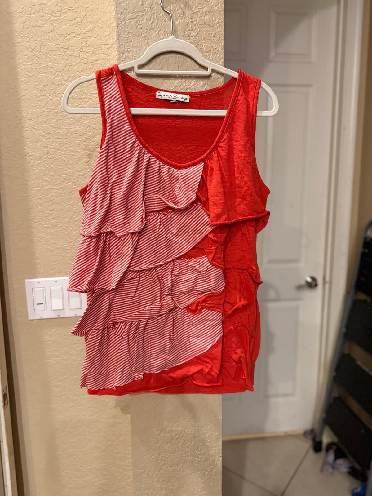 French Laundry Woman Red Ruffle Tank Top 18/20
