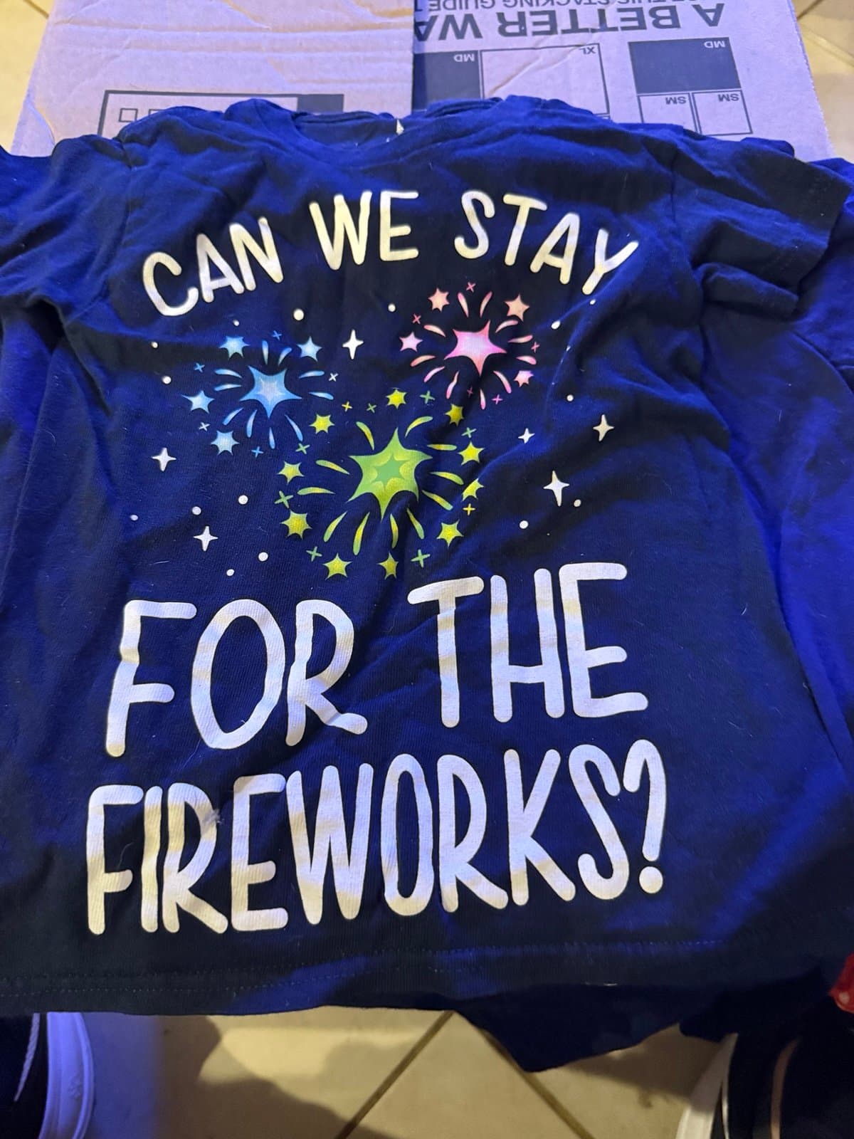 Disney Parks Fireworks T-Shirt 'Can We Stay For The Fireworks?' XS