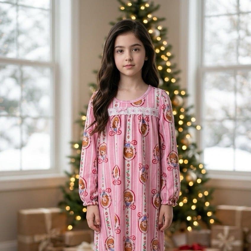 Disney Girls Pink Princess Nightgown Long Sleeve