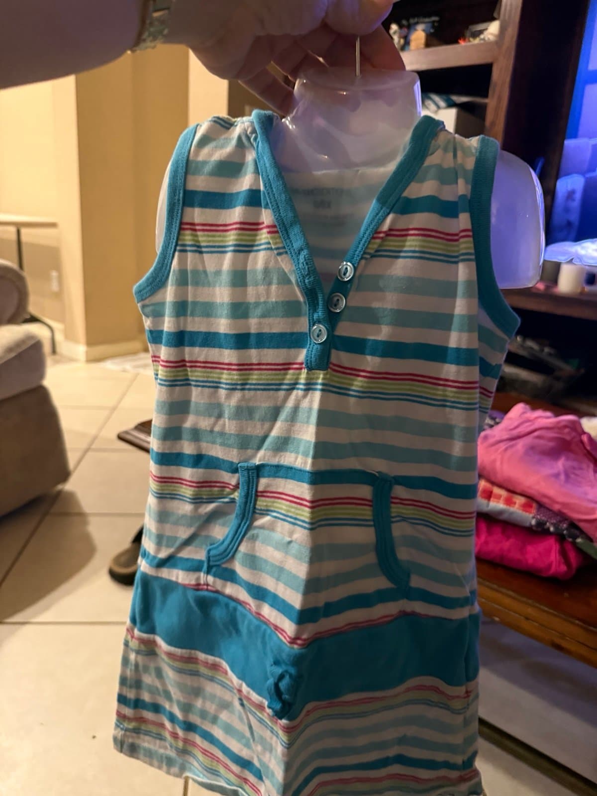 BASICEDITIONS Kids Striped Sleeveless Hooded Top 6/6X
