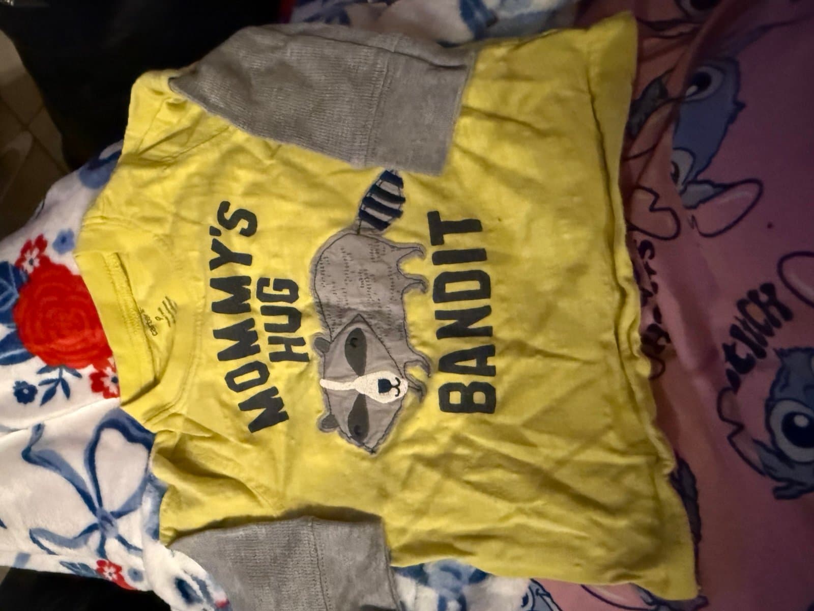 Carters 9 months baby long sleeve shirt raccoon Mommy's Hug Bandit