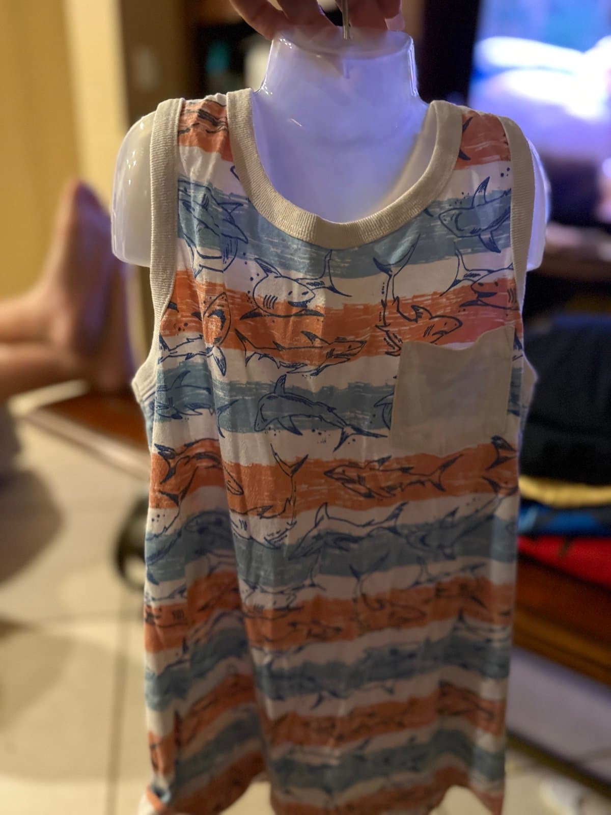 SPORT MA shark striped tank top blue orange