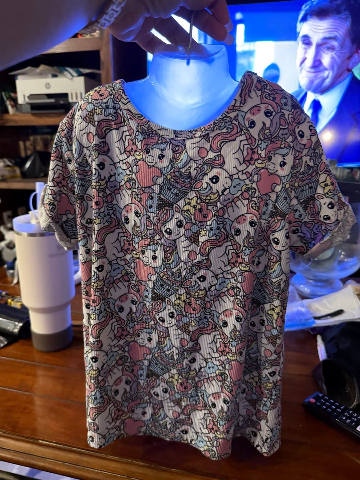 Lily Bleu unicorn cupcake short sleeve top M (10/12)
