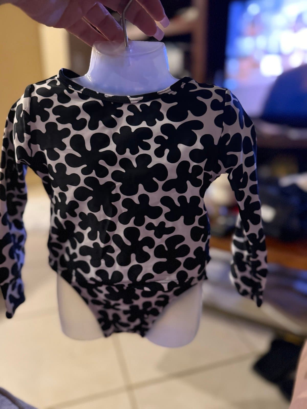 Marimekko for Target baby long sleeve swimsuit 12M black white abstract pattern