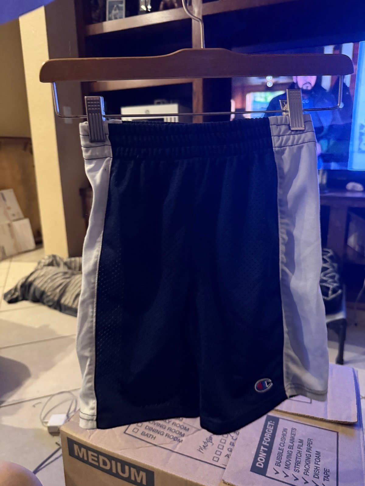Boys Champion Mesh Shorts Navy Blue White size 7