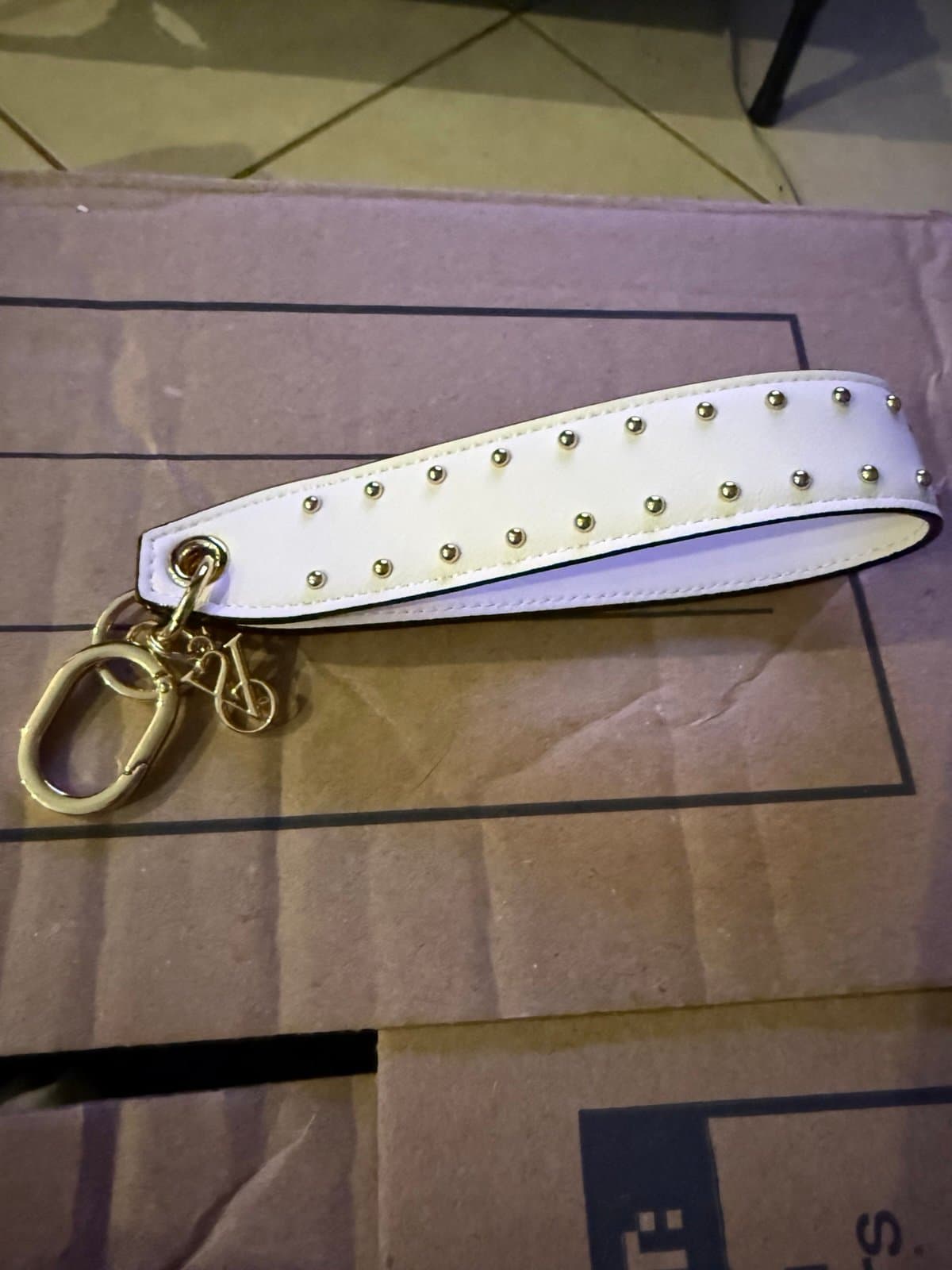 Victoria's Secret White Studded Keyring Wristlet Strap