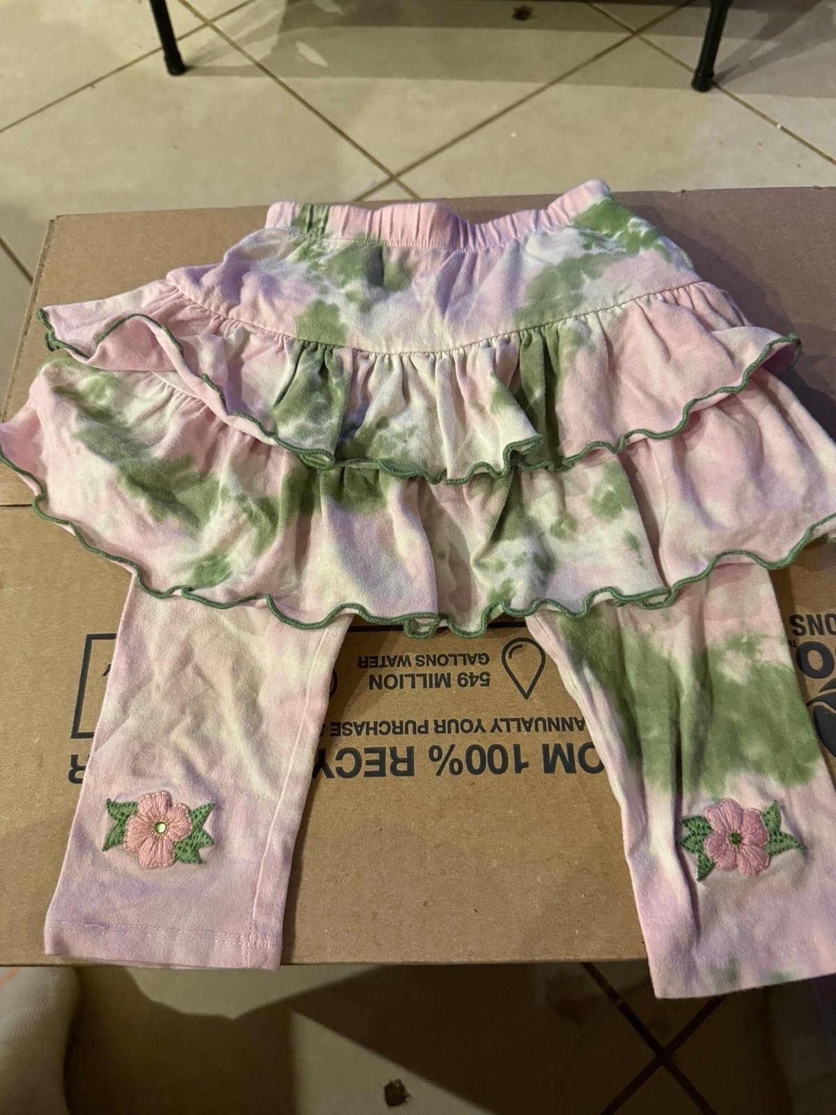 Pickle Juice 4T Pink Green Tie Dye Skirted Leggings