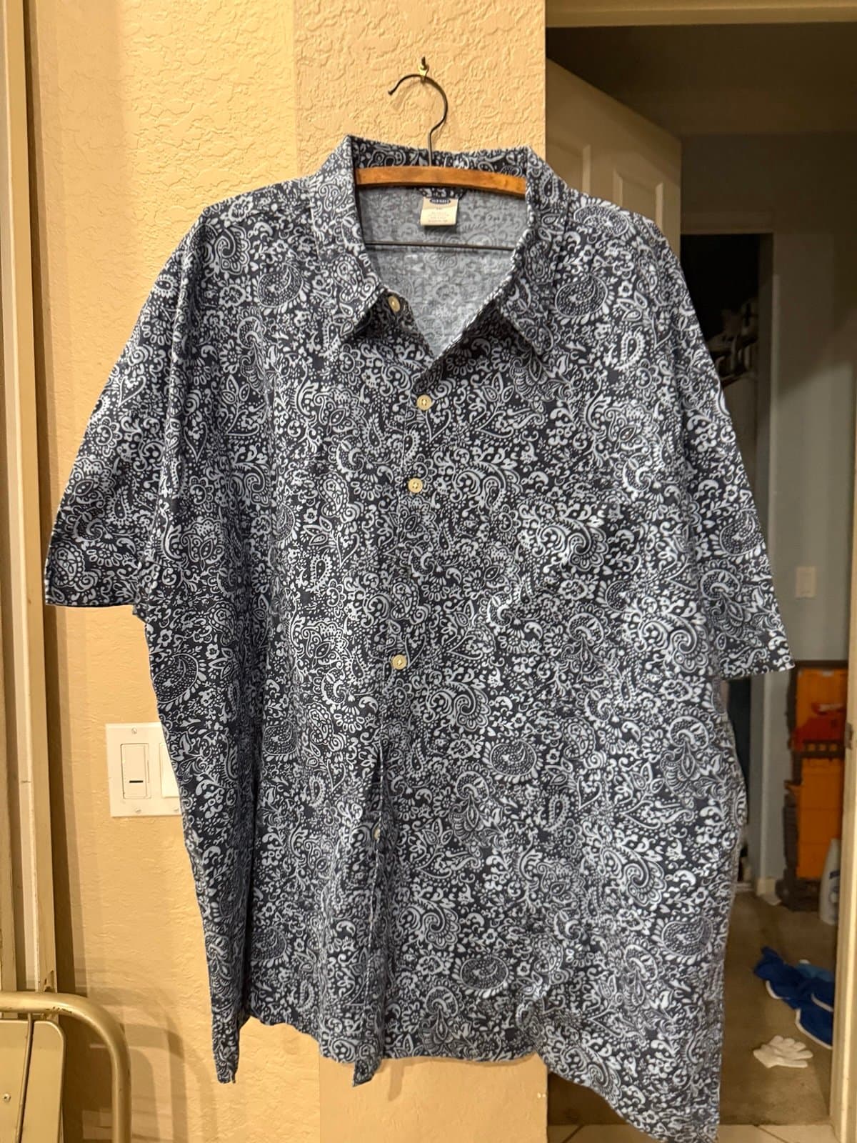 Old Navy XXL Paisley Linen Blend Short Sleeve Shirt