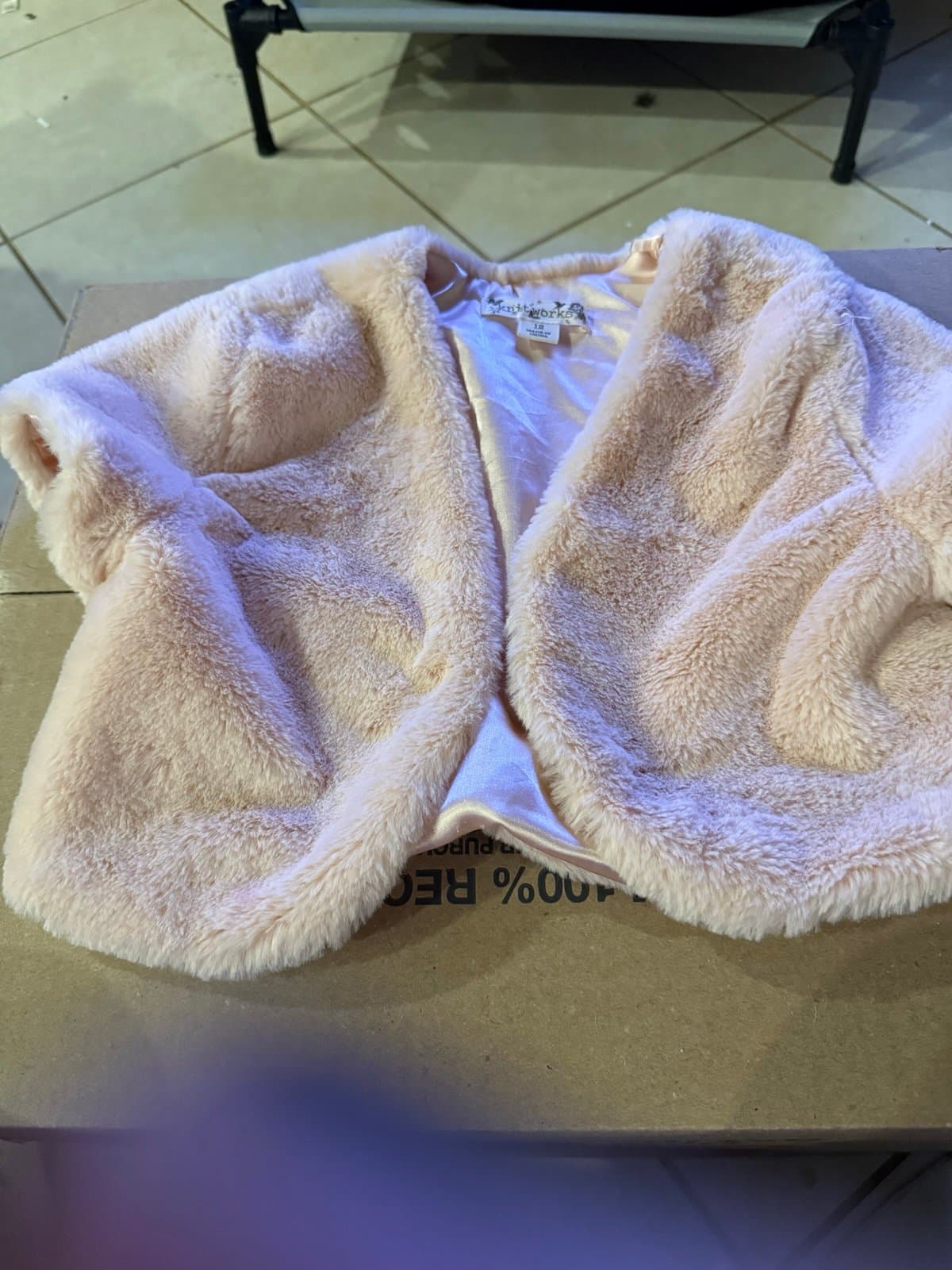Girls Knitworks Pink Faux Fur Jacket Size 12