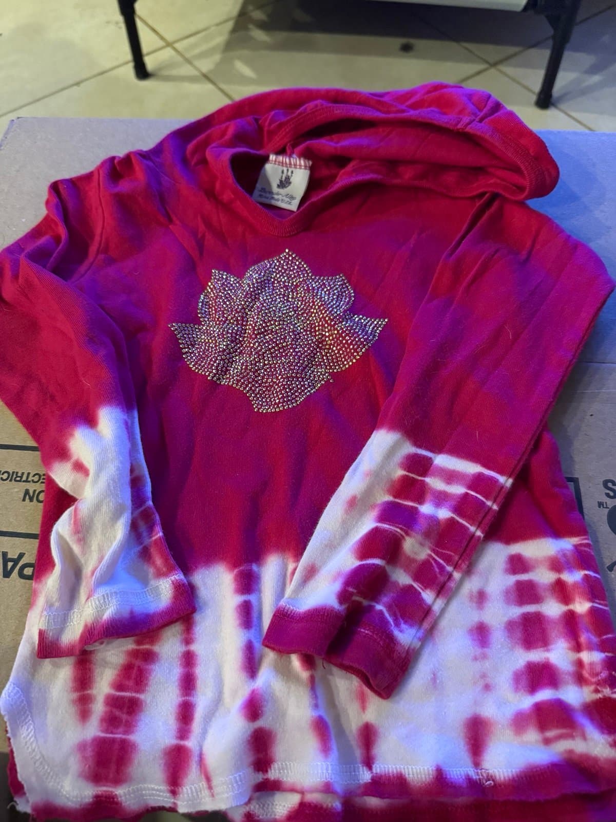 Lavender Alley Pink Tie Dye Hoodie w/ Rhinestones 4T