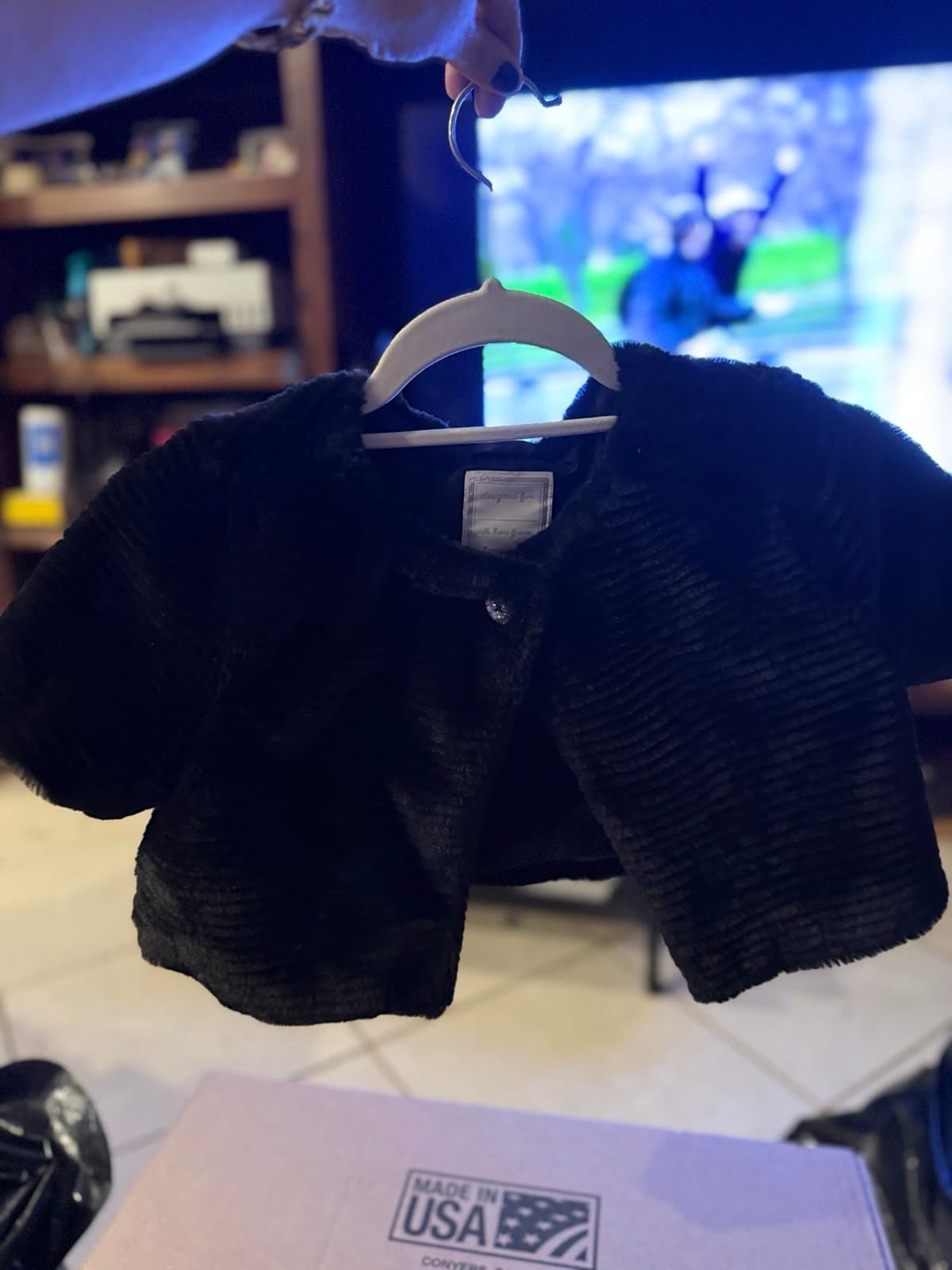 Girls Gymboree black faux fur bolero jacket L (10-12)