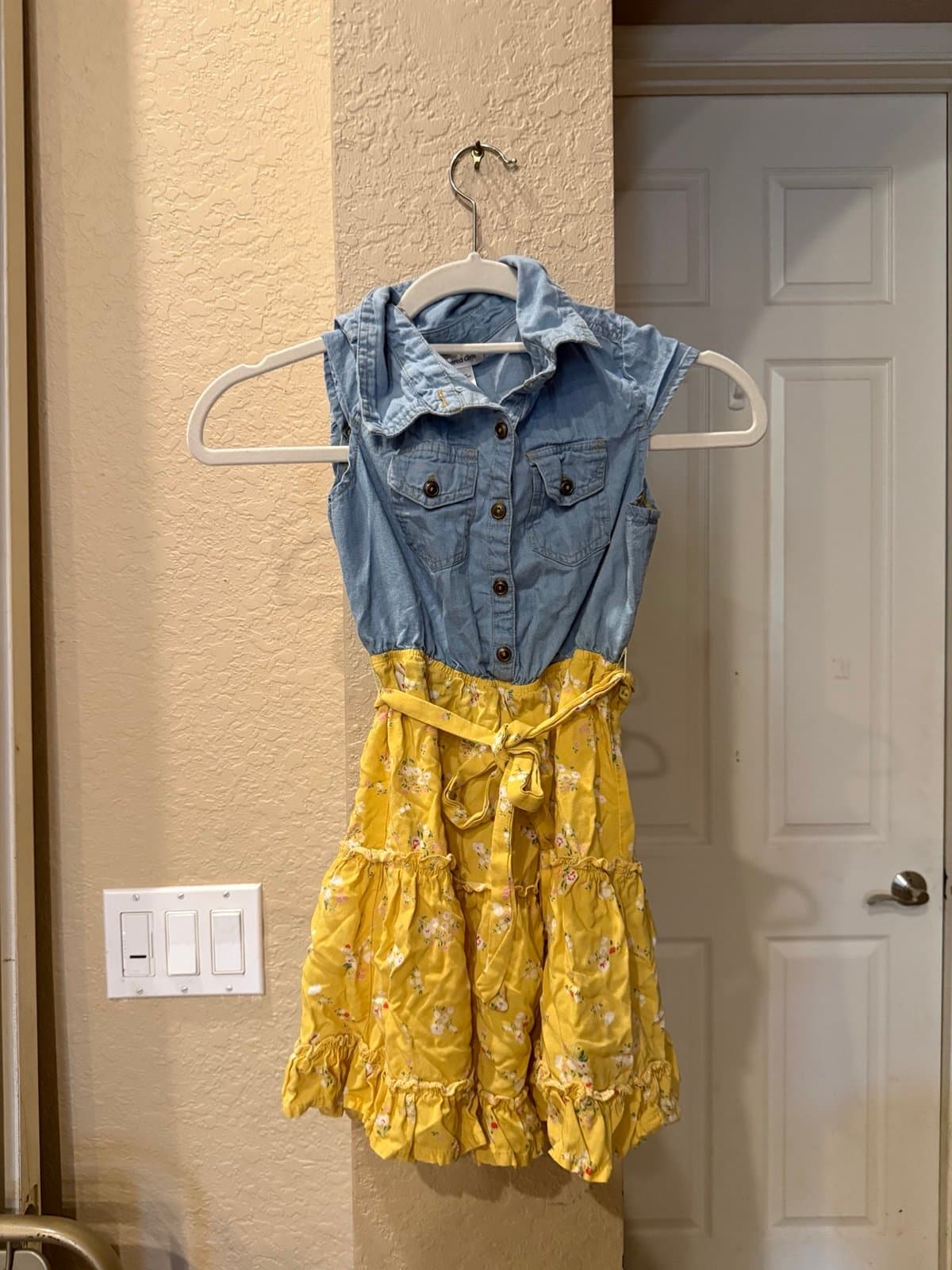 Love Squared Girls denim top yellow floral dress size 8