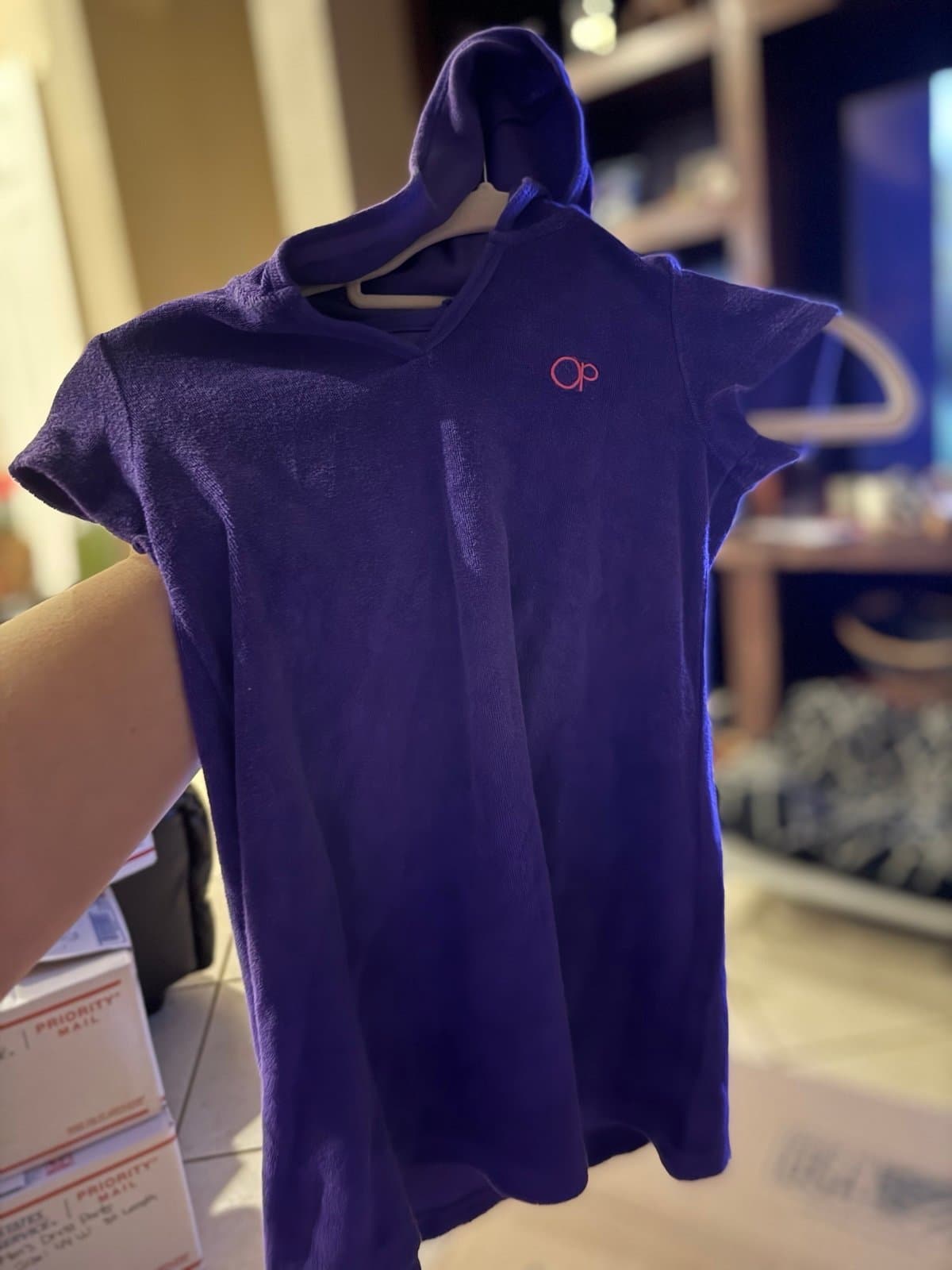 OP Kids Purple Hooded Terry Cloth Shirt (6-6X)
