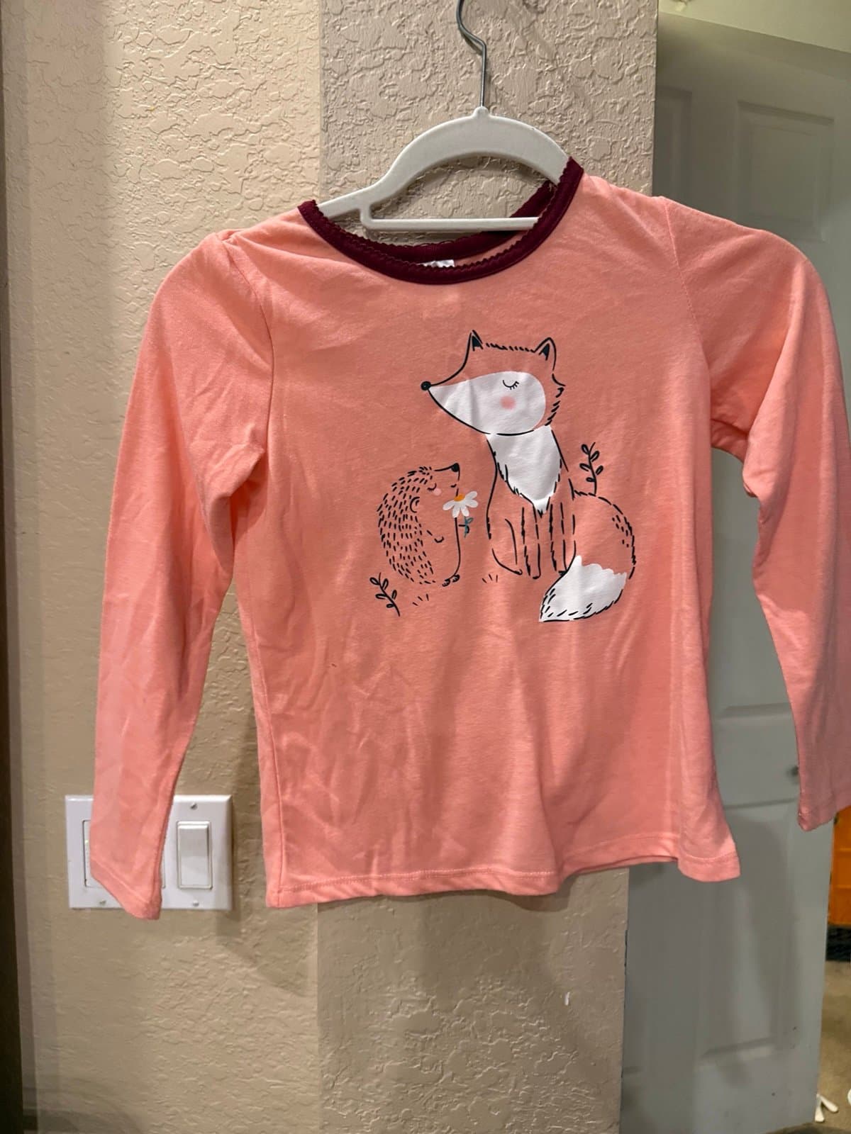 Member's Mark Fleece Pajamas Size 7 Fox Hedgehog Top