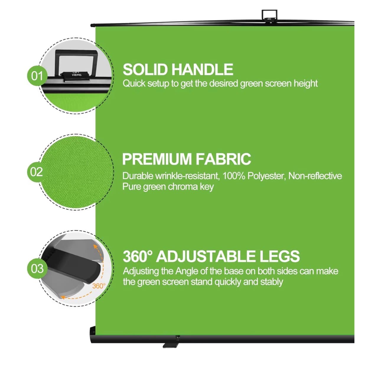 78.7” x 90” Large Collapsible Green Screen - Chroma Key Backdrop - Thumbnail 4