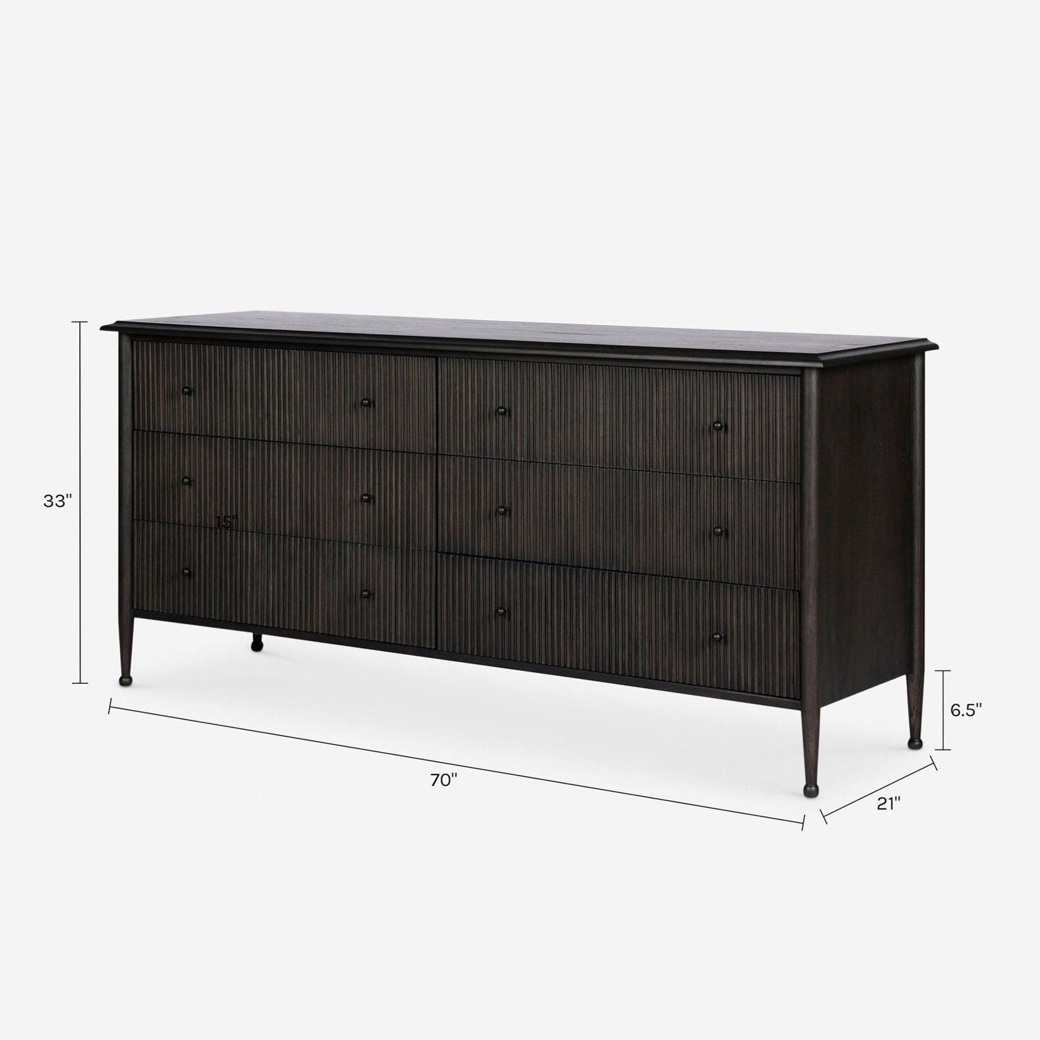 Lulu and Georgia Eloise Modern Smoked Black 6-Drawer Dresser - Thumbnail 6