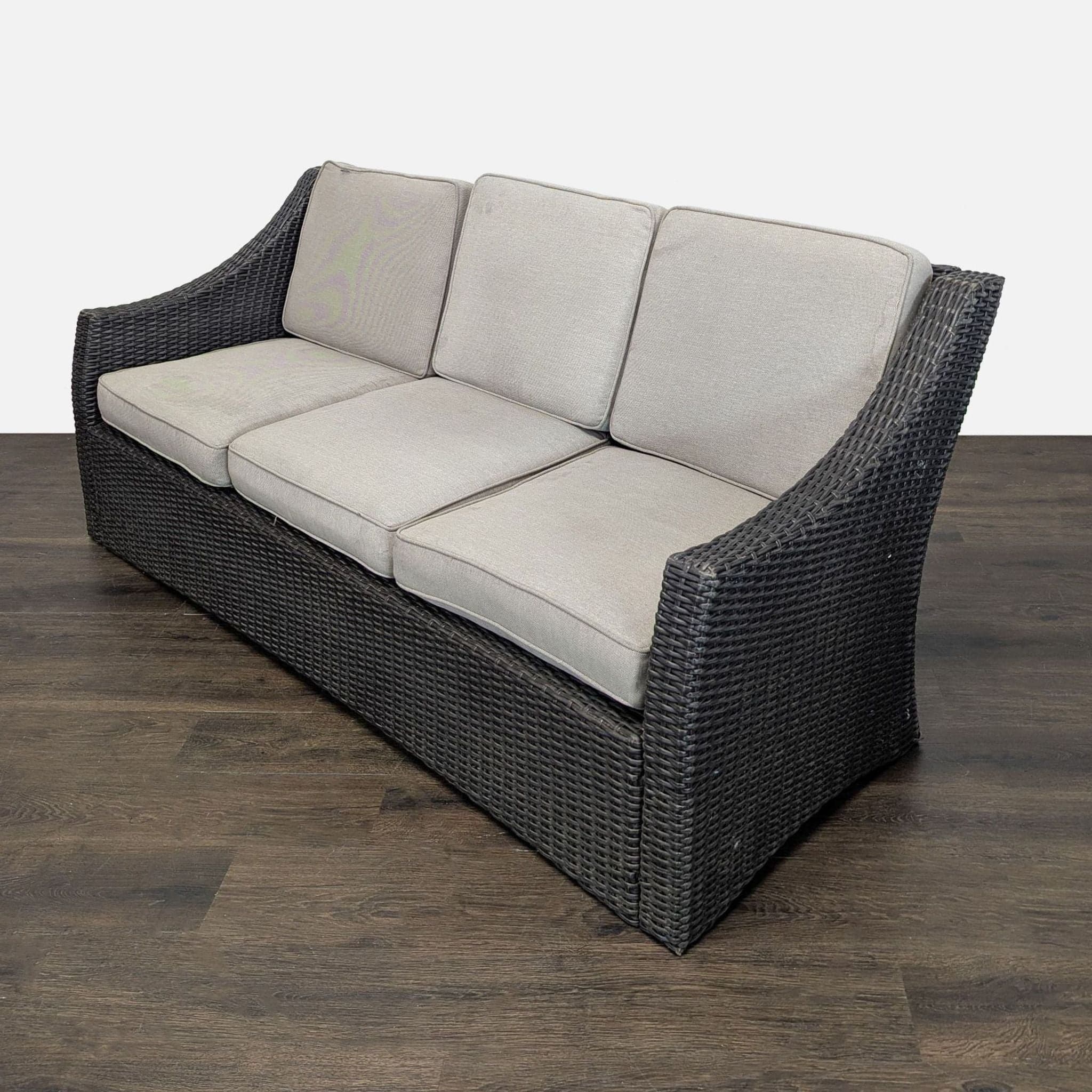 Threshold Outdoor All Weather Wicker 3-Seater Sofa with Cushions - Thumbnail 6