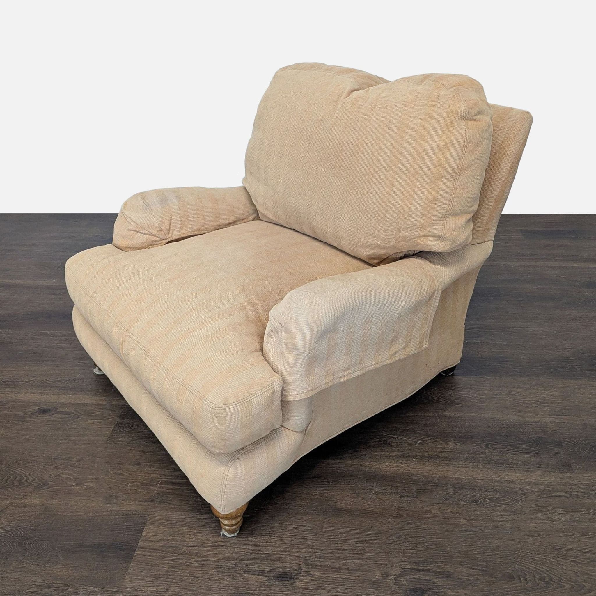 Crate & Barrel Beige Striped Lounge Chair - Thumbnail 7