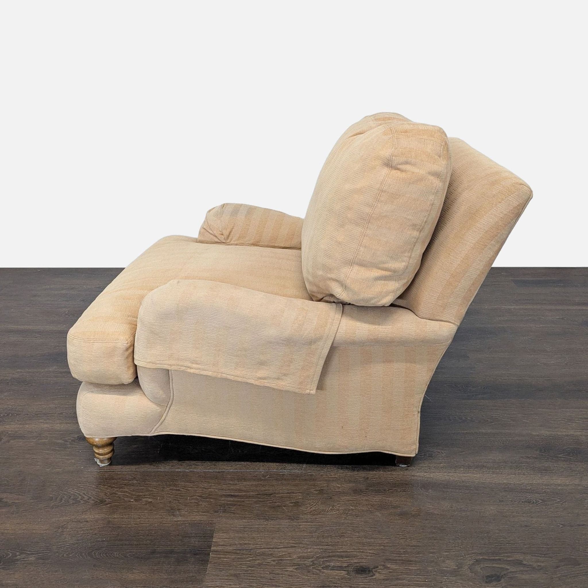 Crate & Barrel Beige Striped Lounge Chair - Thumbnail 8
