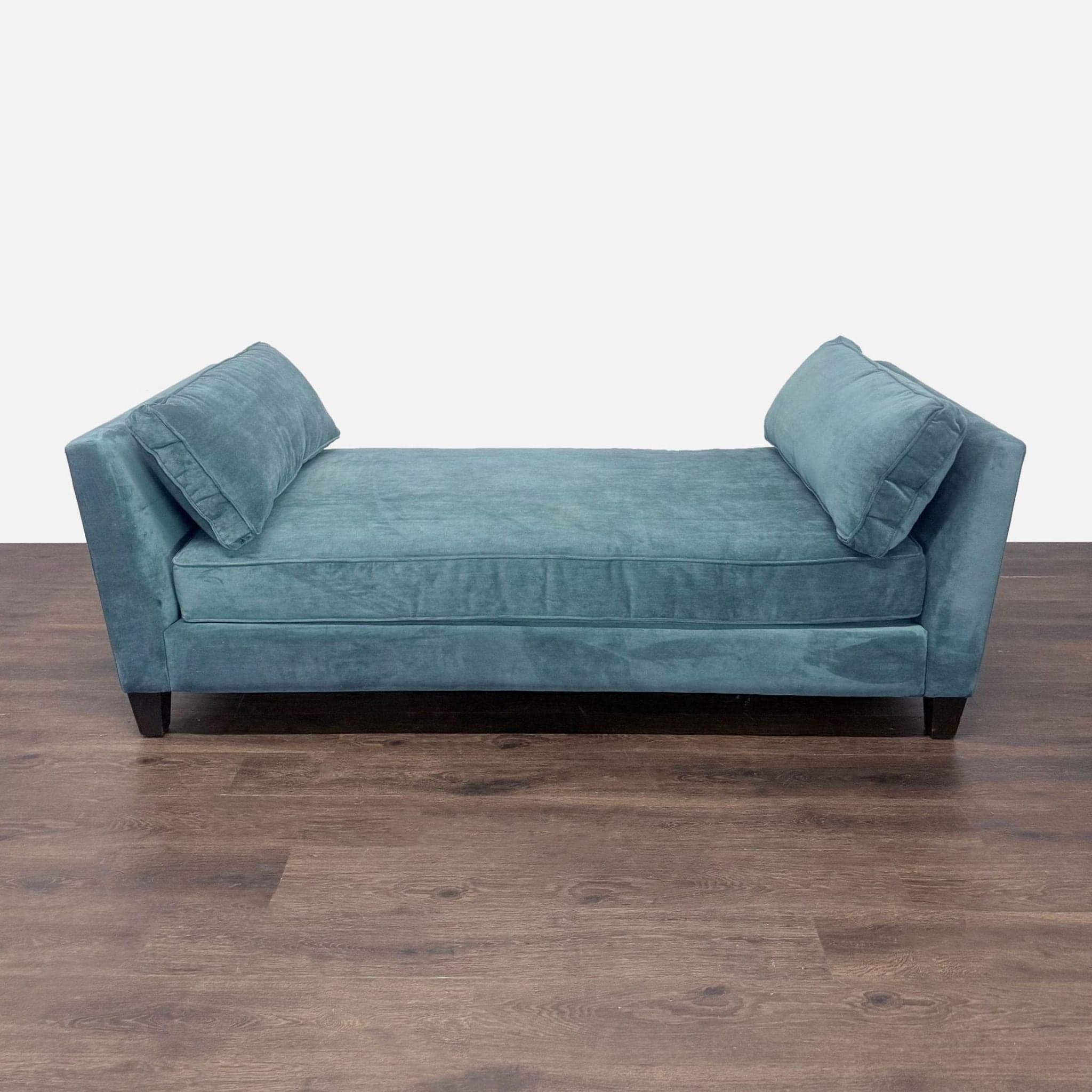 Living Spaces Blue Velvet Chaise Sofa with Modern Design - Thumbnail 7