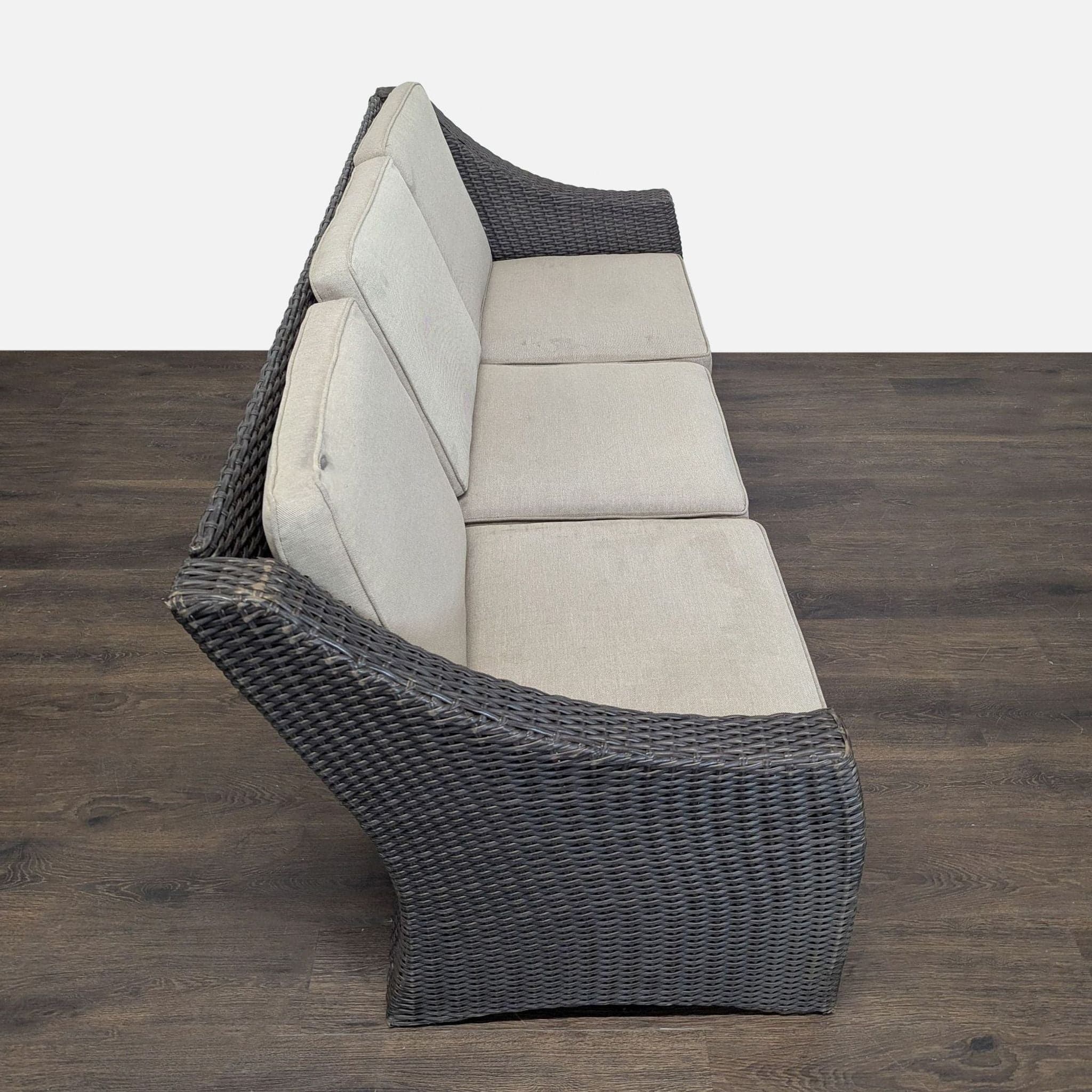 Threshold Outdoor All Weather Wicker 3-Seater Sofa with Cushions - Thumbnail 5