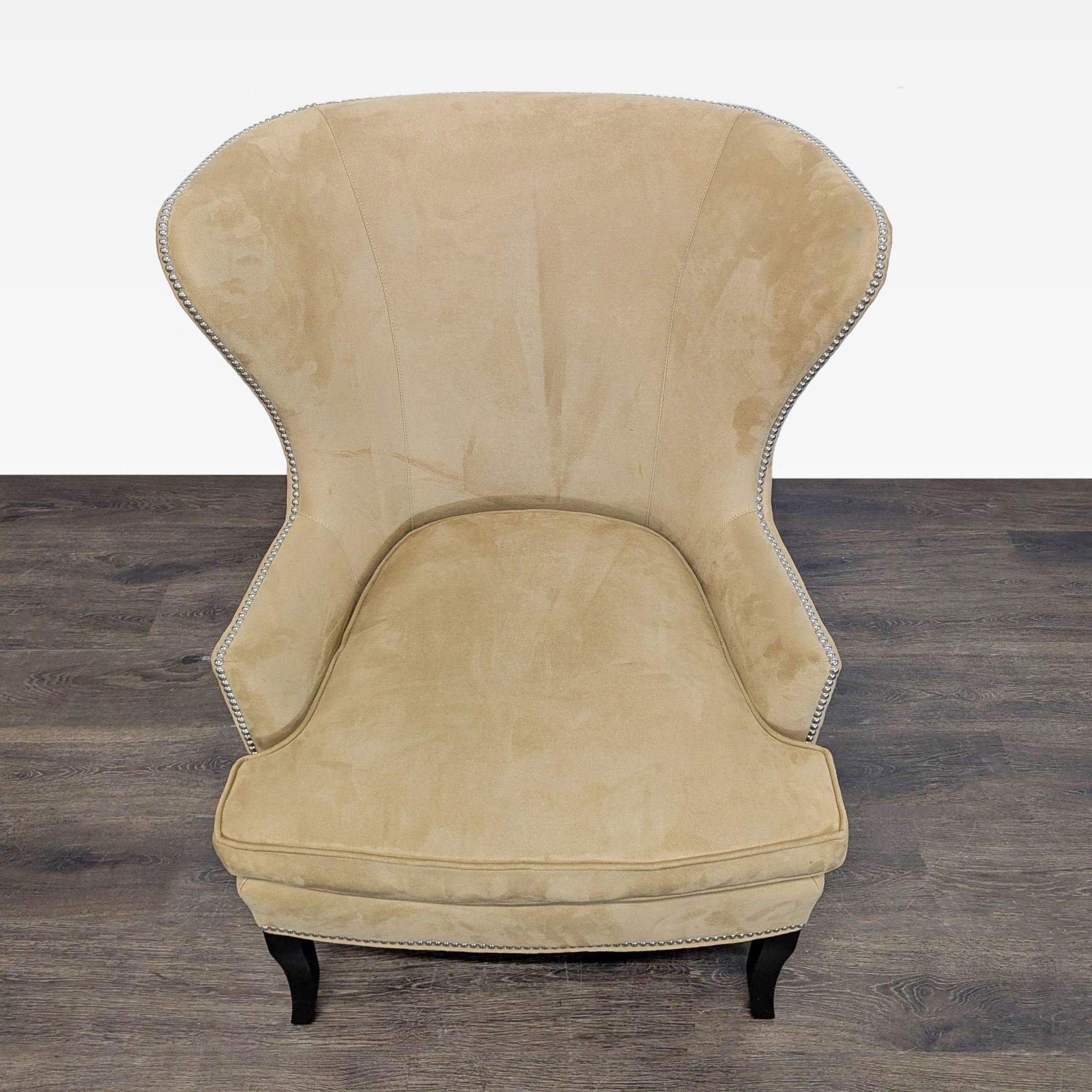 Williams Sonoma Home Tan Lounge Chair with Nailhead Trim - Thumbnail 4