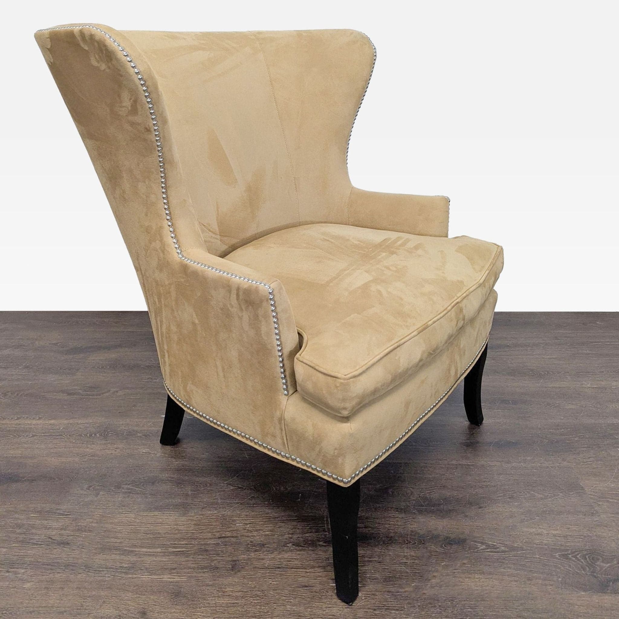 Williams Sonoma Home Tan Lounge Chair with Nailhead Trim - Thumbnail 10