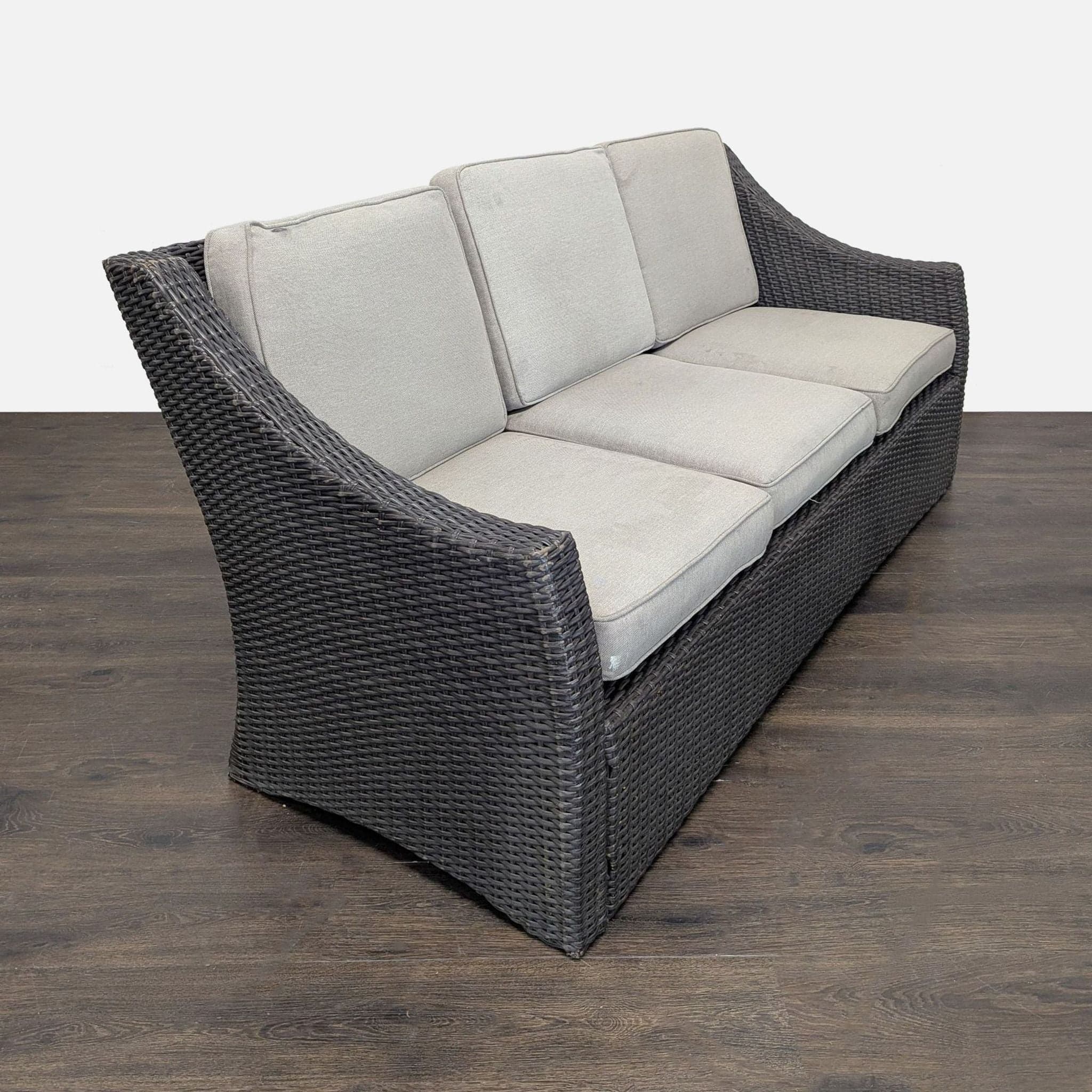 Threshold Outdoor All Weather Wicker 3-Seater Sofa with Cushions - Thumbnail 2