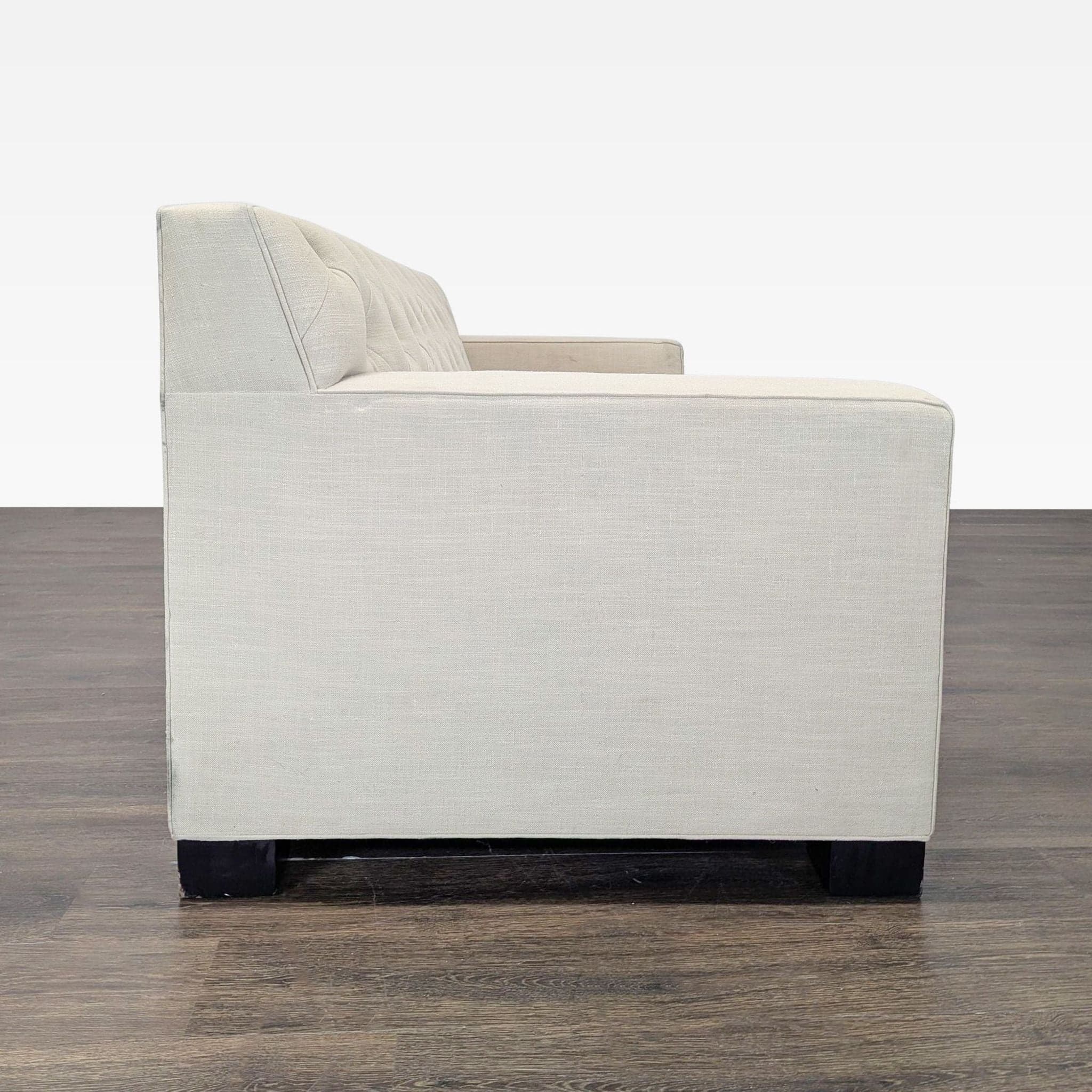 Modern Beige 3-Seat Sofa with Tufted Back and Square Arms - Thumbnail 8