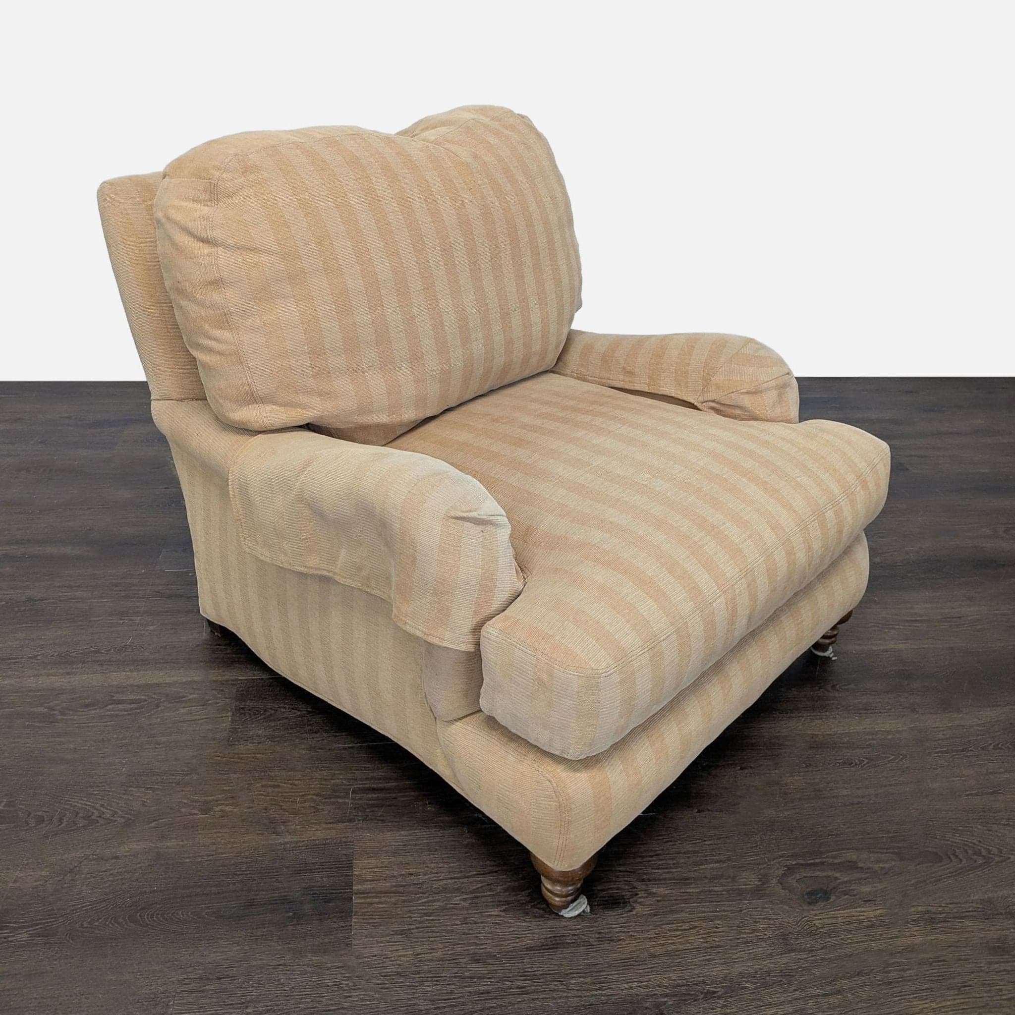 Crate & Barrel Beige Striped Lounge Chair - Thumbnail 2