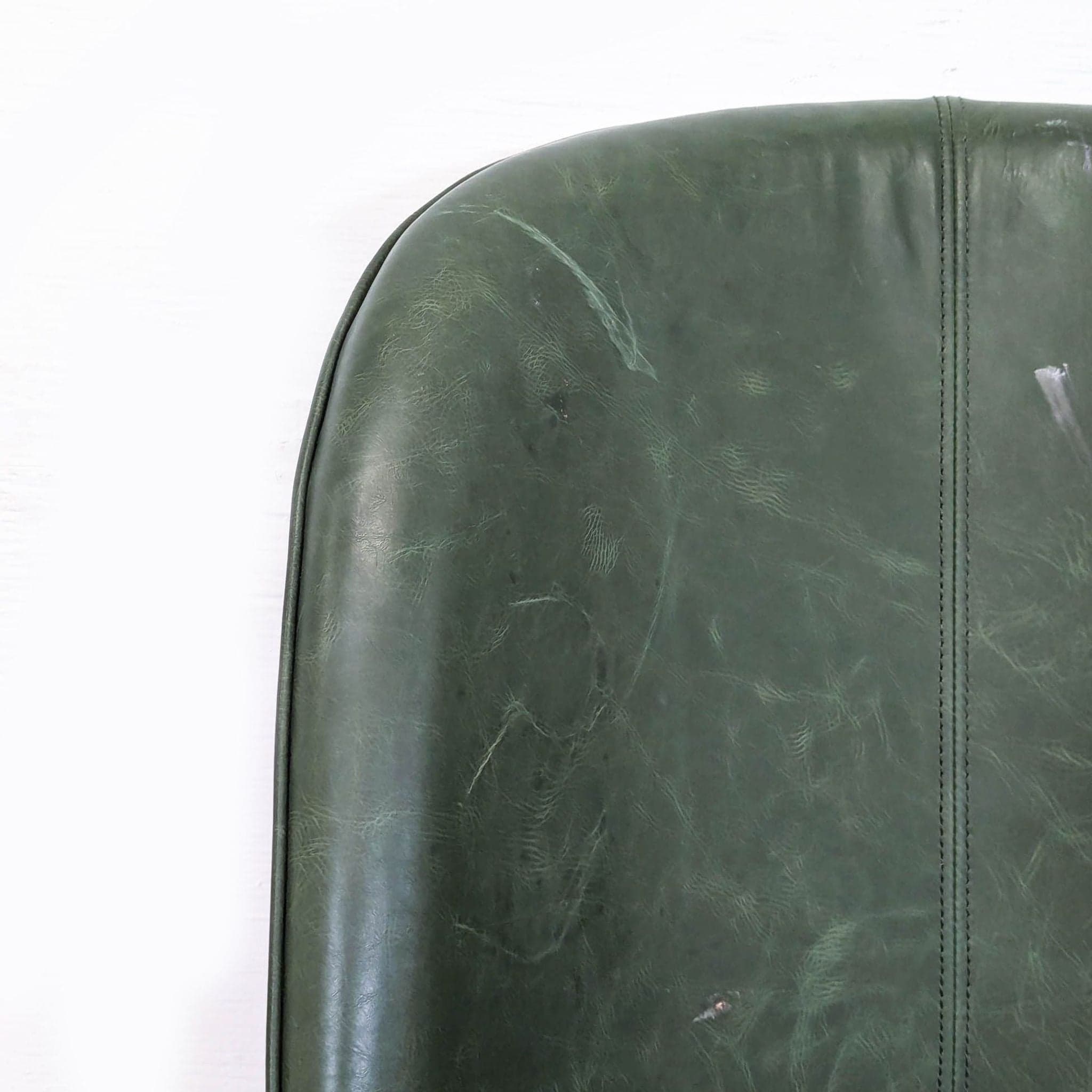 Set of Three Leather Dining Chairs on Wood Legs - Thumbnail 7