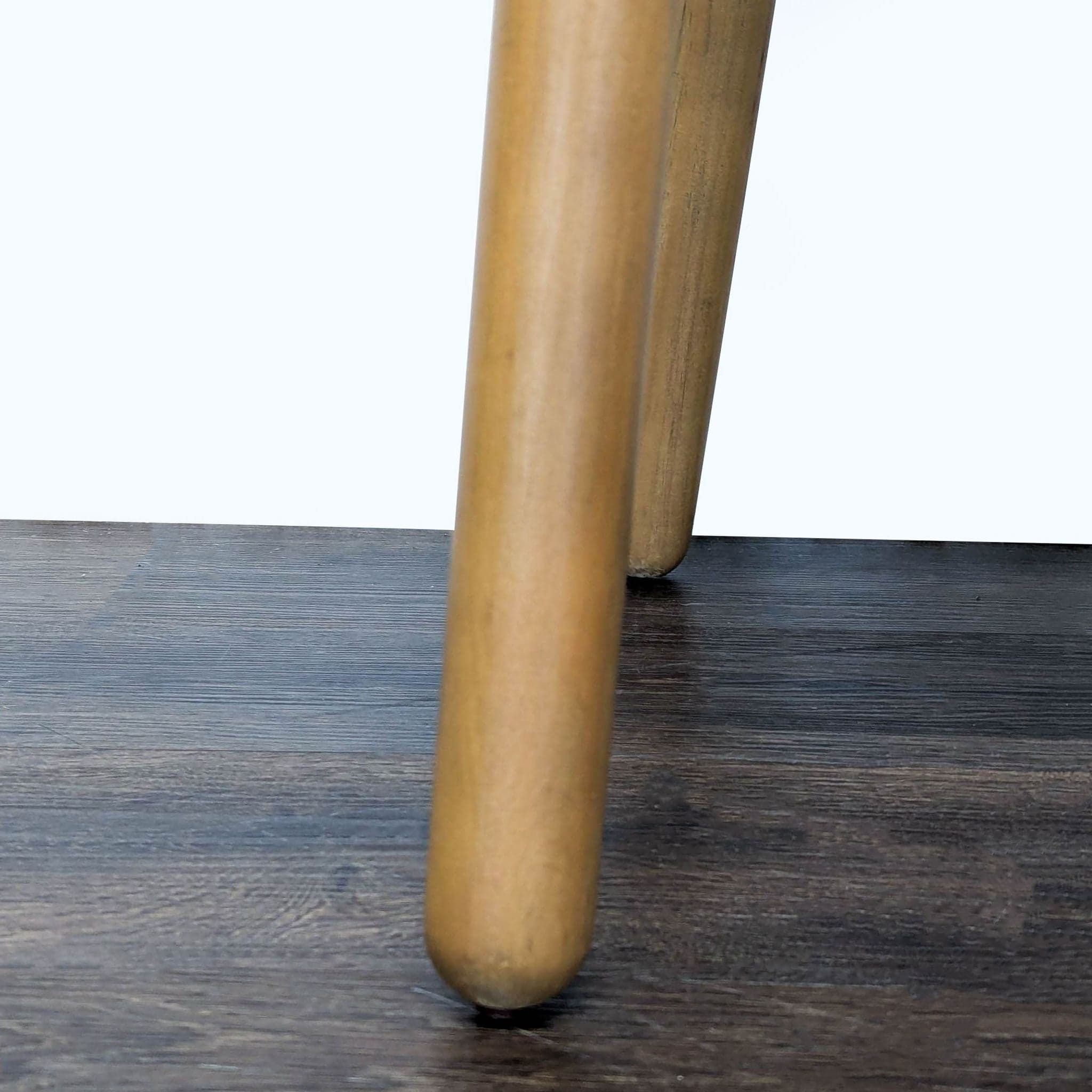 Set of Three Leather Dining Chairs on Wood Legs - Thumbnail 12