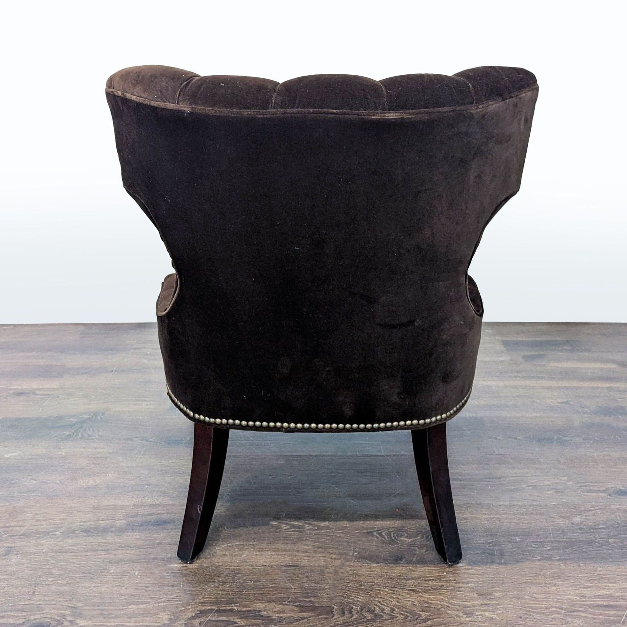 Pottery Barn Tufted Brown Velvet Lounge Chair - Thumbnail 5