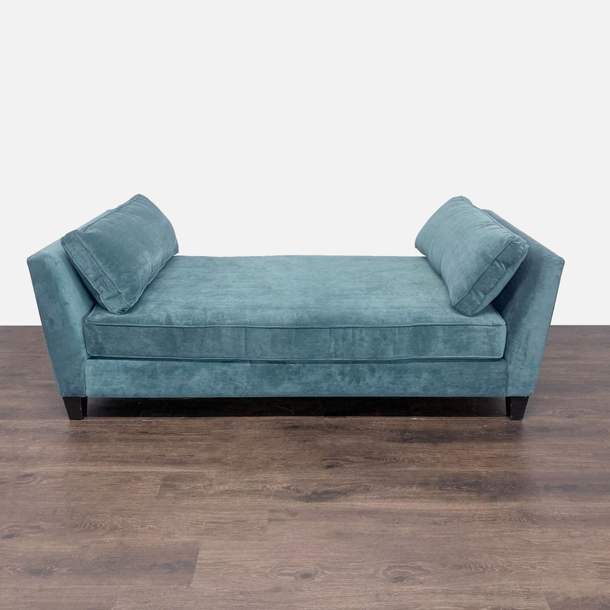 Living Spaces Blue Velvet Chaise Sofa with Modern Design - Thumbnail 9