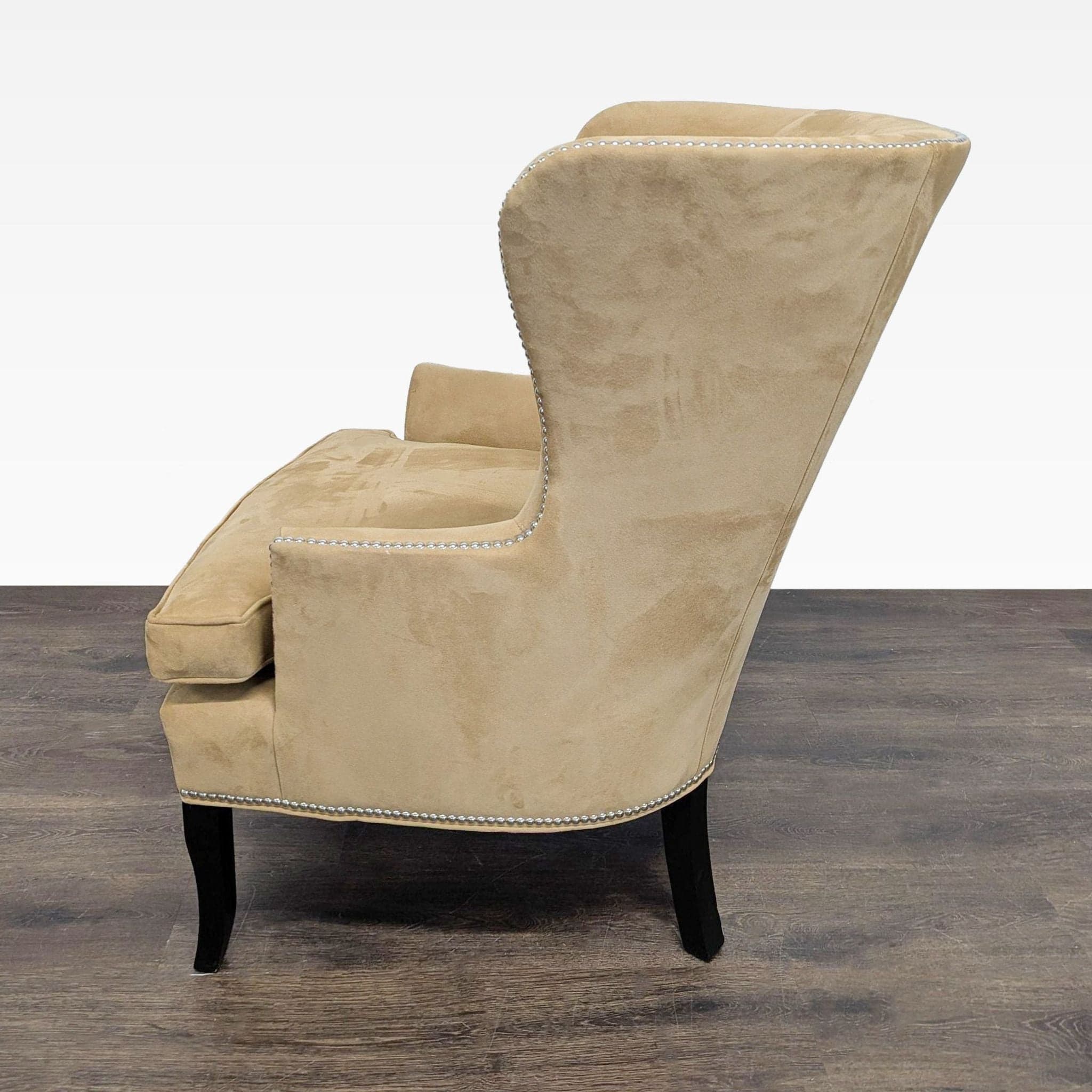 Williams Sonoma Home Tan Lounge Chair with Nailhead Trim - Thumbnail 7