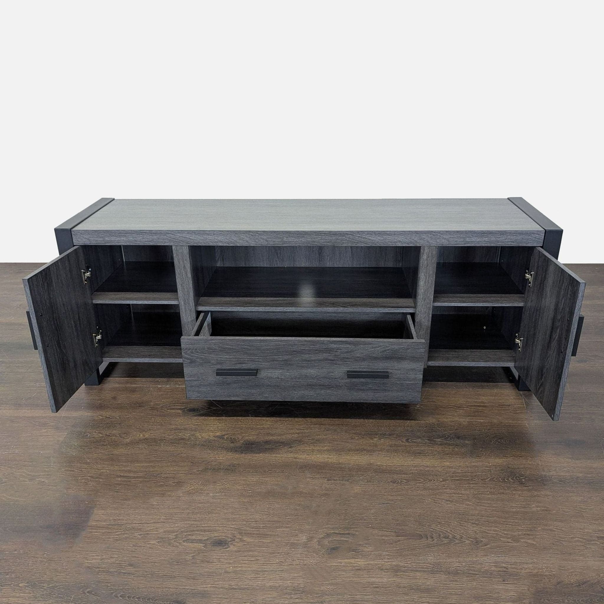 Walker Edison Industrial Modern Wood TV Stand - Thumbnail 2