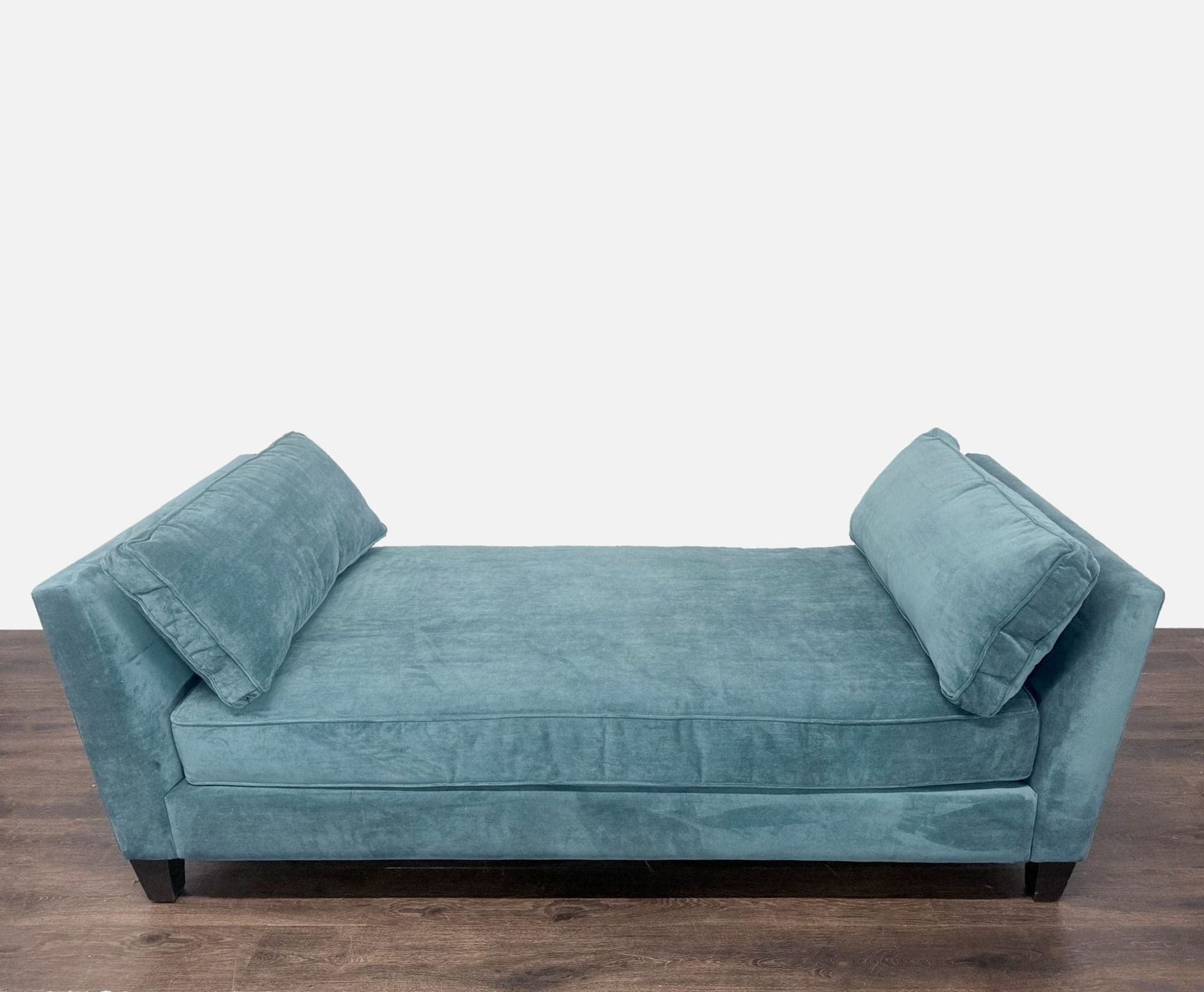 Living Spaces Blue Velvet Chaise Sofa with Modern Design - Thumbnail 10