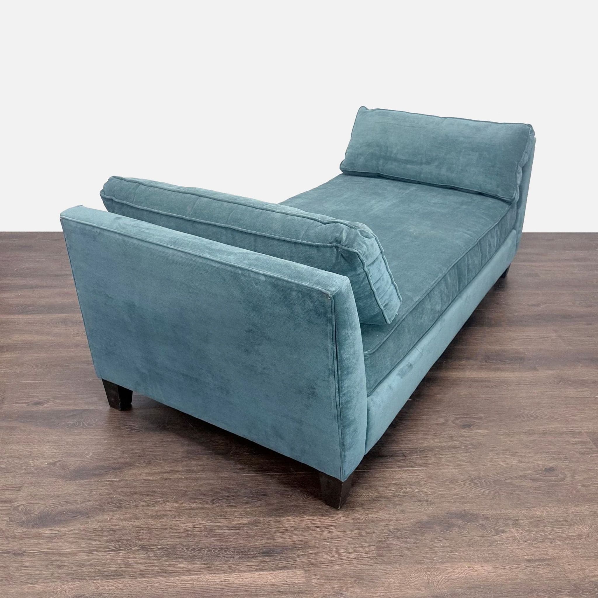 Living Spaces Blue Velvet Chaise Sofa with Modern Design - Thumbnail 2
