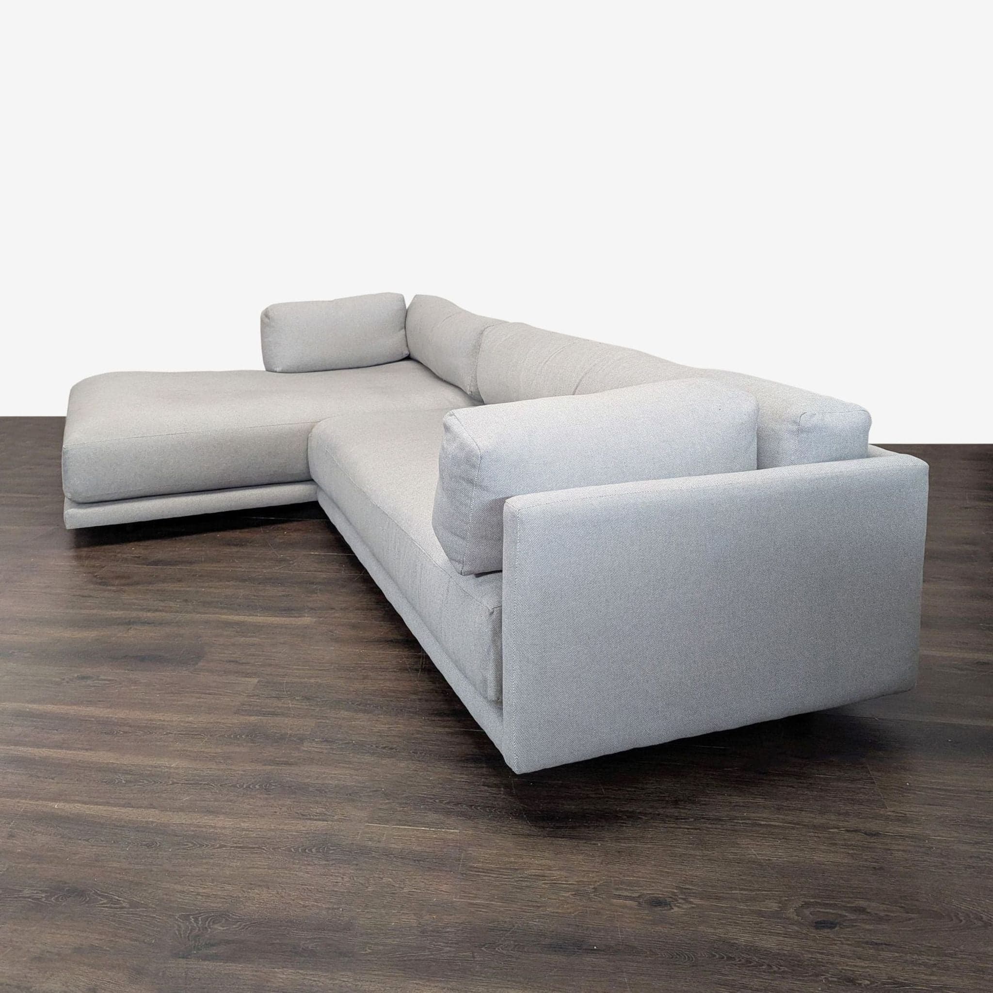Blu Dot Sunday Modern Light Gray Sectional Sofa with Chaise - Thumbnail 7