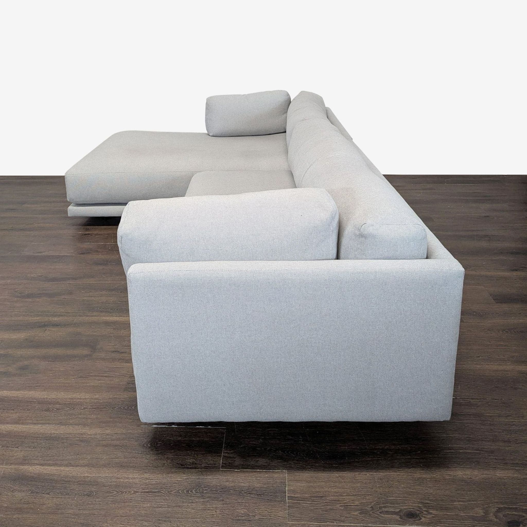 Blu Dot Sunday Modern Light Gray Sectional Sofa with Chaise - Thumbnail 4
