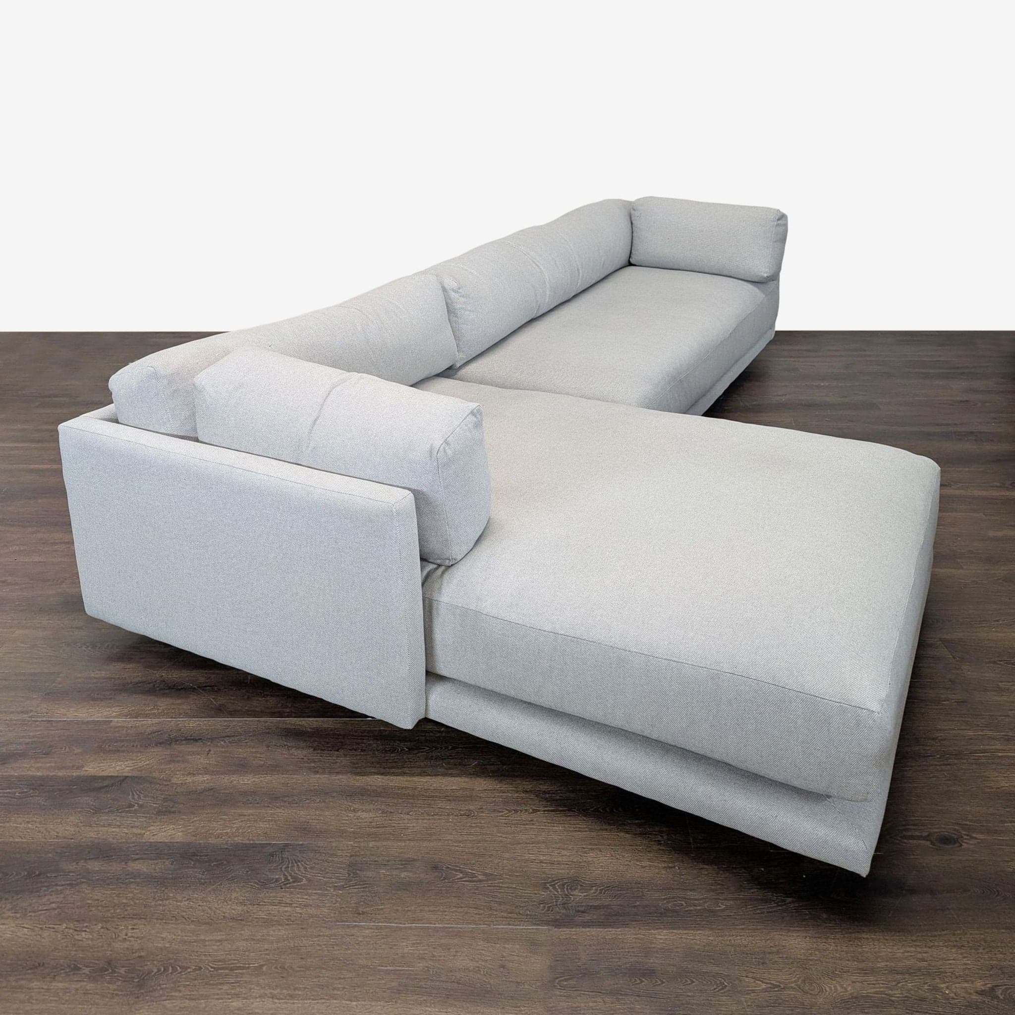 Blu Dot Sunday Modern Light Gray Sectional Sofa with Chaise - Thumbnail 8