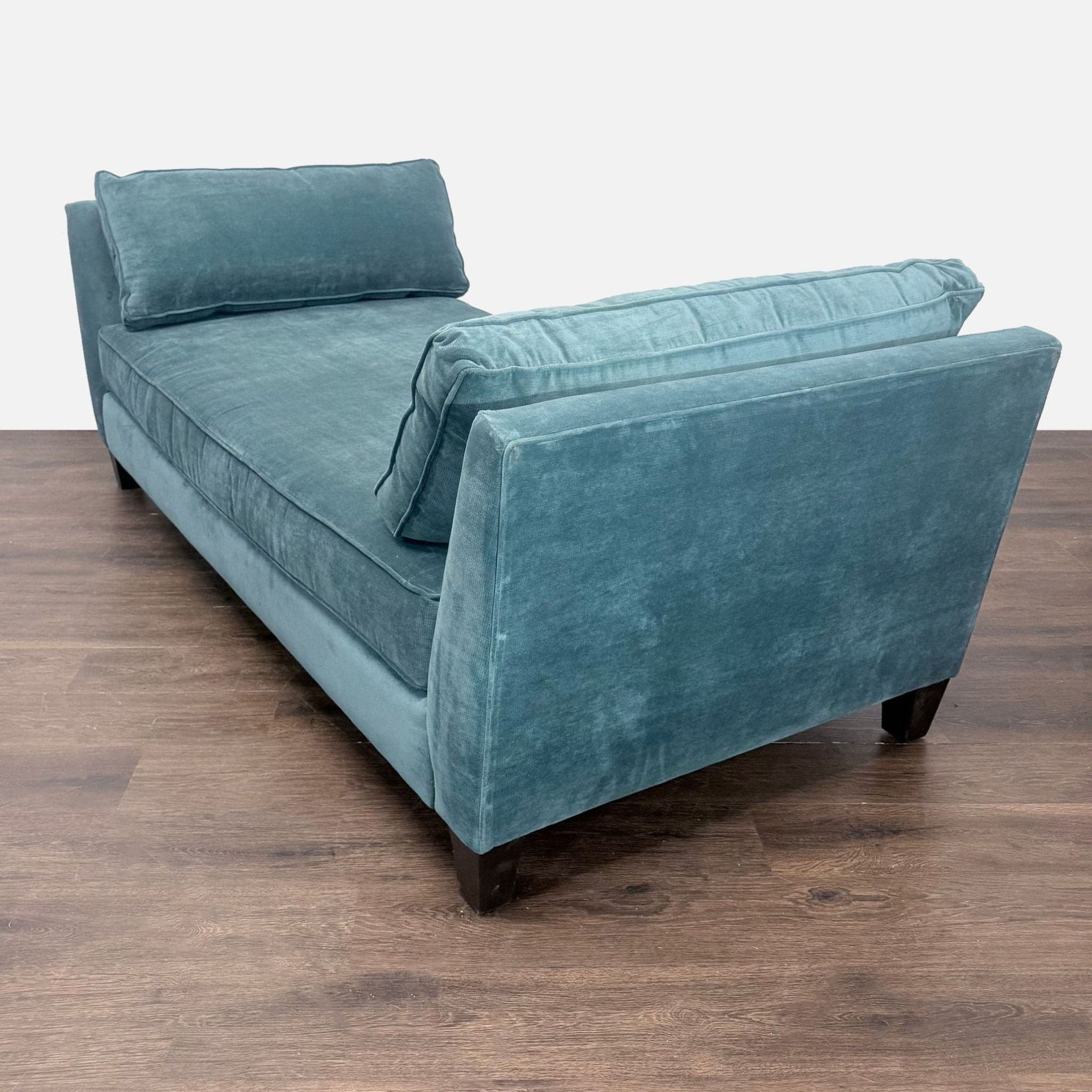 Living Spaces Blue Velvet Chaise Sofa with Modern Design - Thumbnail 8