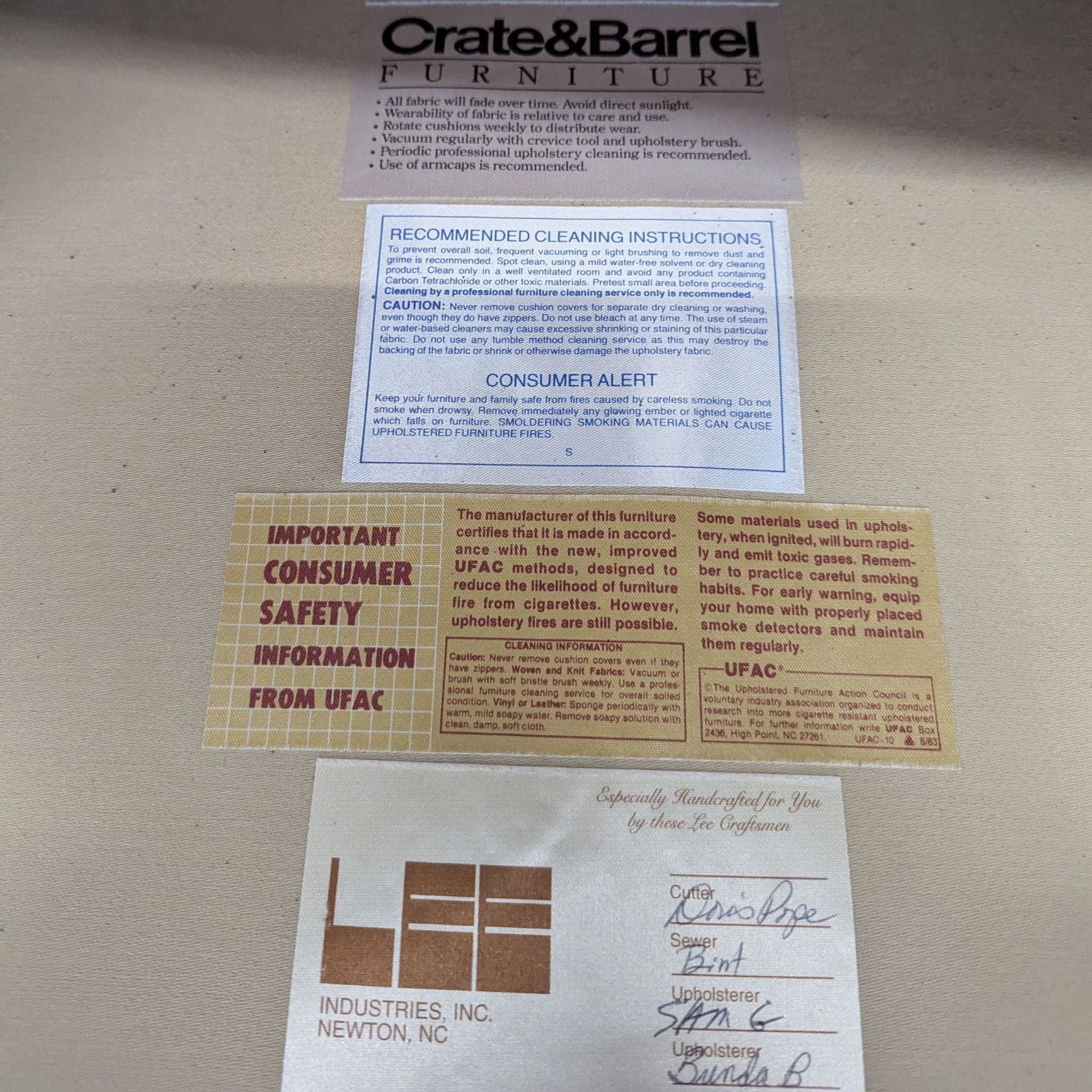 Crate & Barrel Beige Striped Lounge Chair - Thumbnail 4
