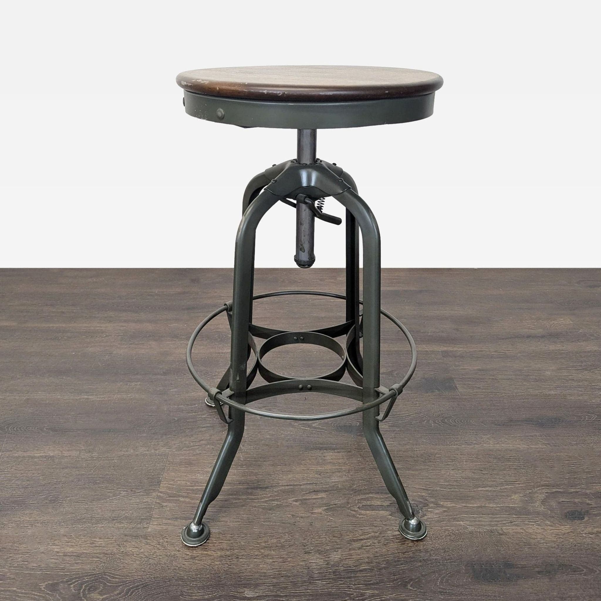 Taiga Furnishings Adjustable Height Bar Stool with Wood Seat - Thumbnail 2
