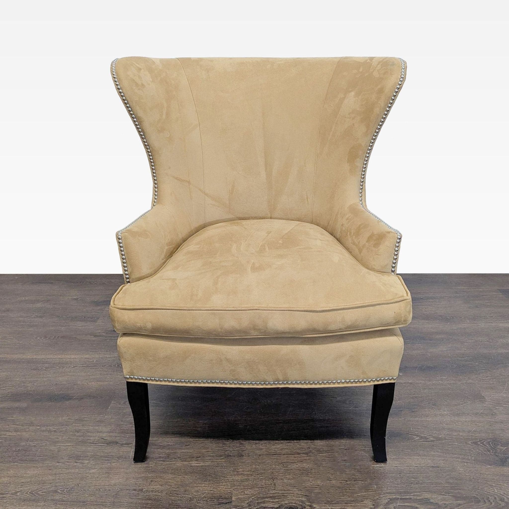 Williams Sonoma Home Tan Lounge Chair with Nailhead Trim - Thumbnail 3