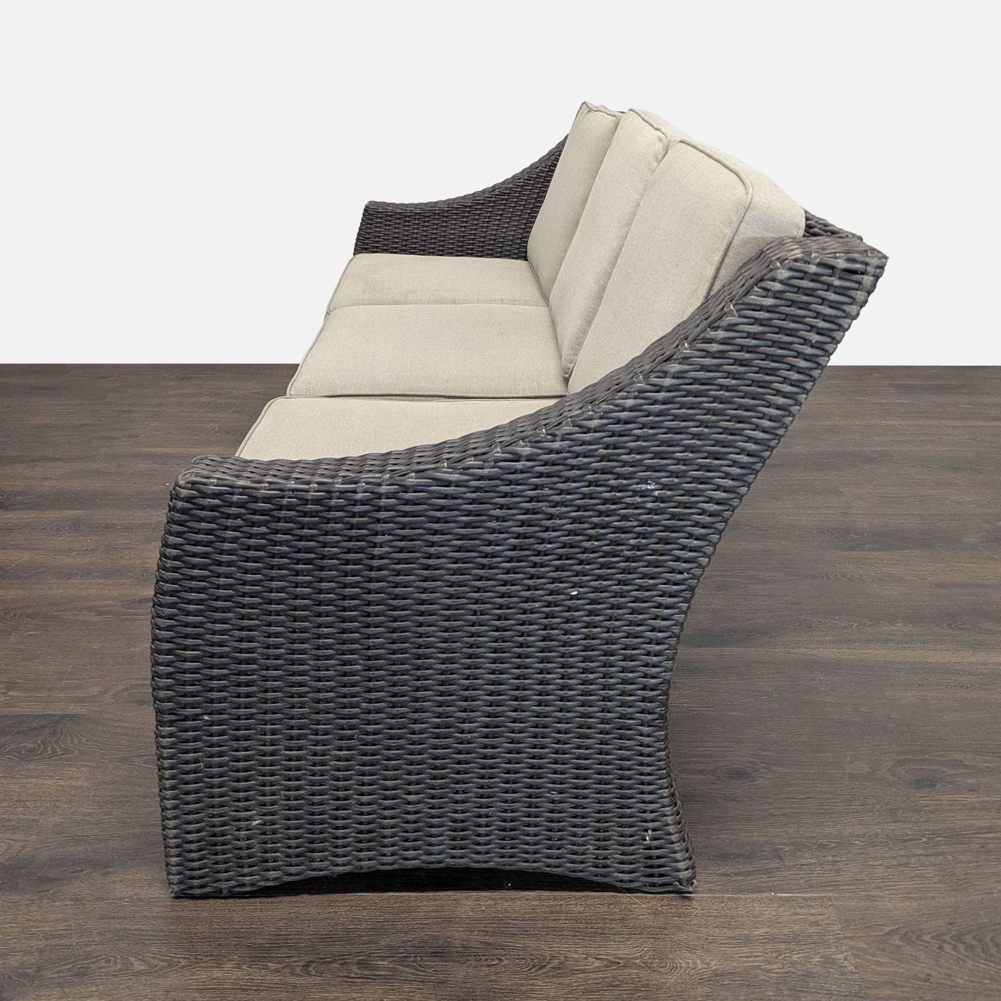 Threshold Outdoor All Weather Wicker 3-Seater Sofa with Cushions - Thumbnail 7