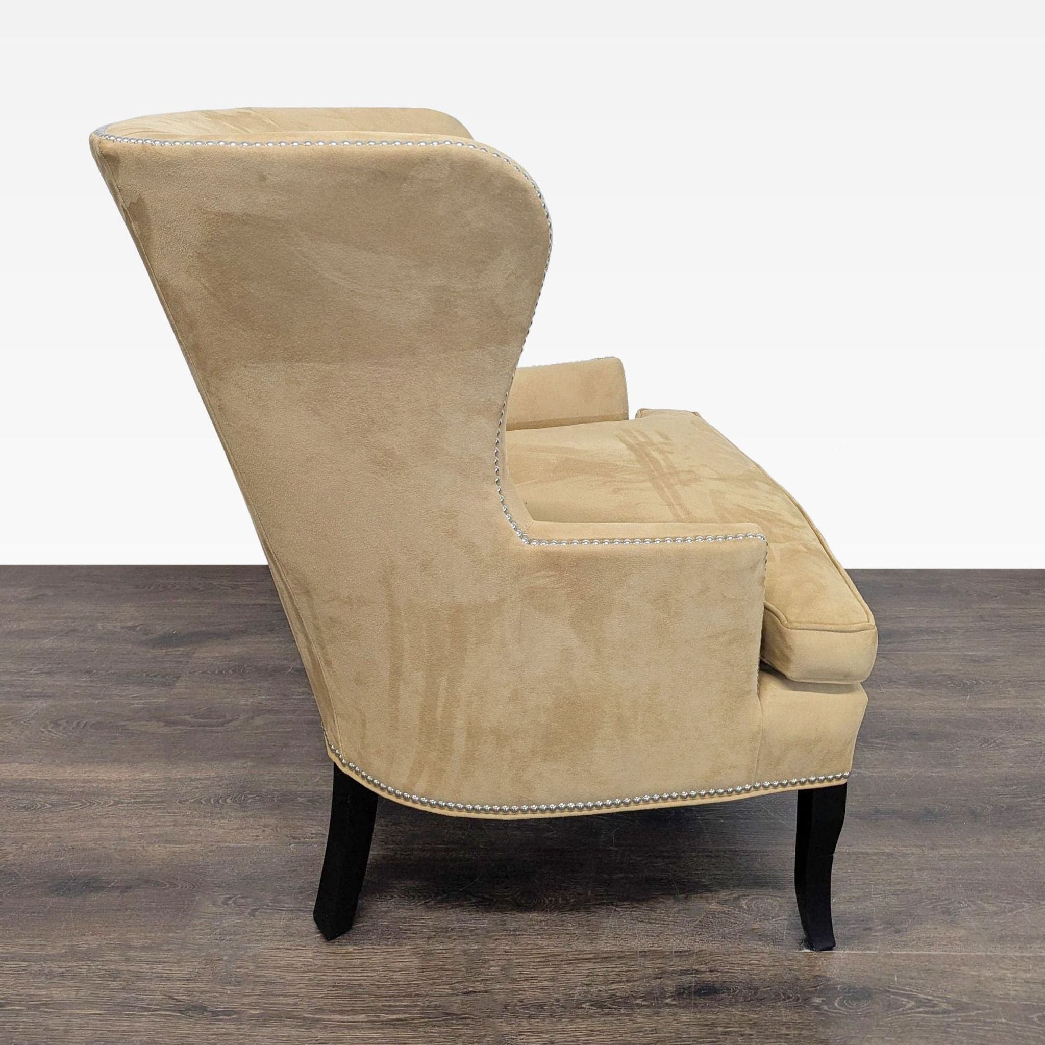 Williams Sonoma Home Tan Lounge Chair with Nailhead Trim - Thumbnail 2