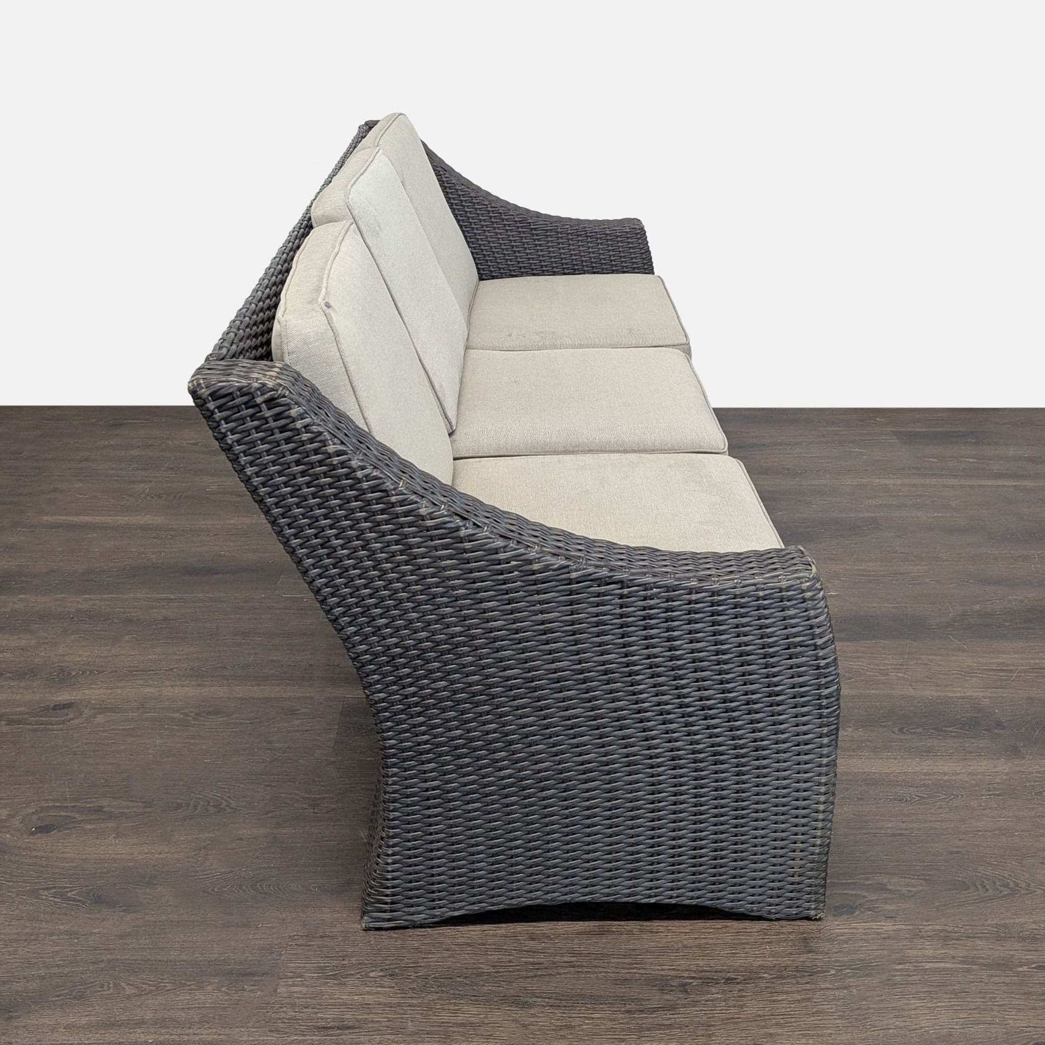 Threshold Outdoor All Weather Wicker 3-Seater Sofa with Cushions - Thumbnail 9