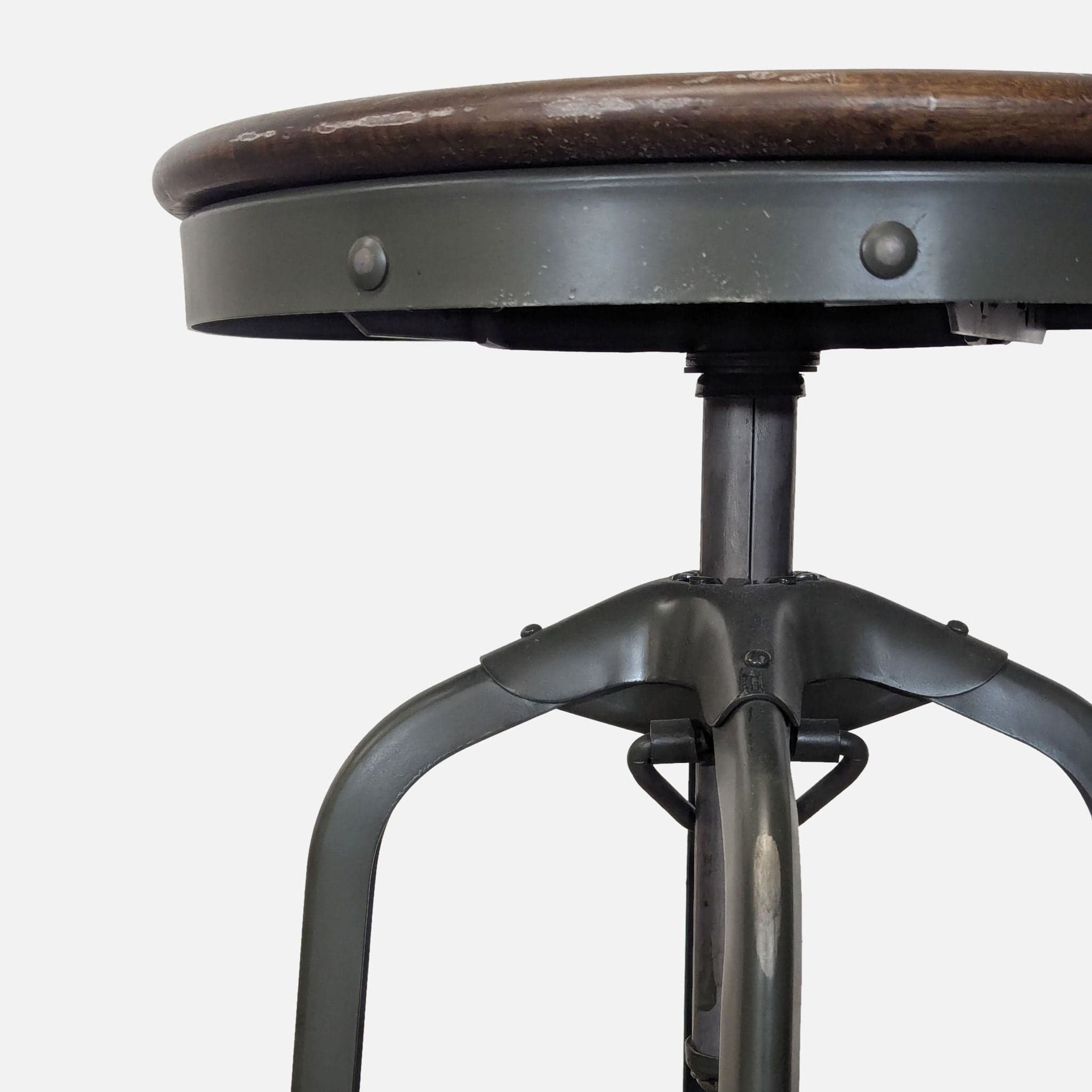 Taiga Furnishings Adjustable Height Bar Stool with Wood Seat - Thumbnail 4